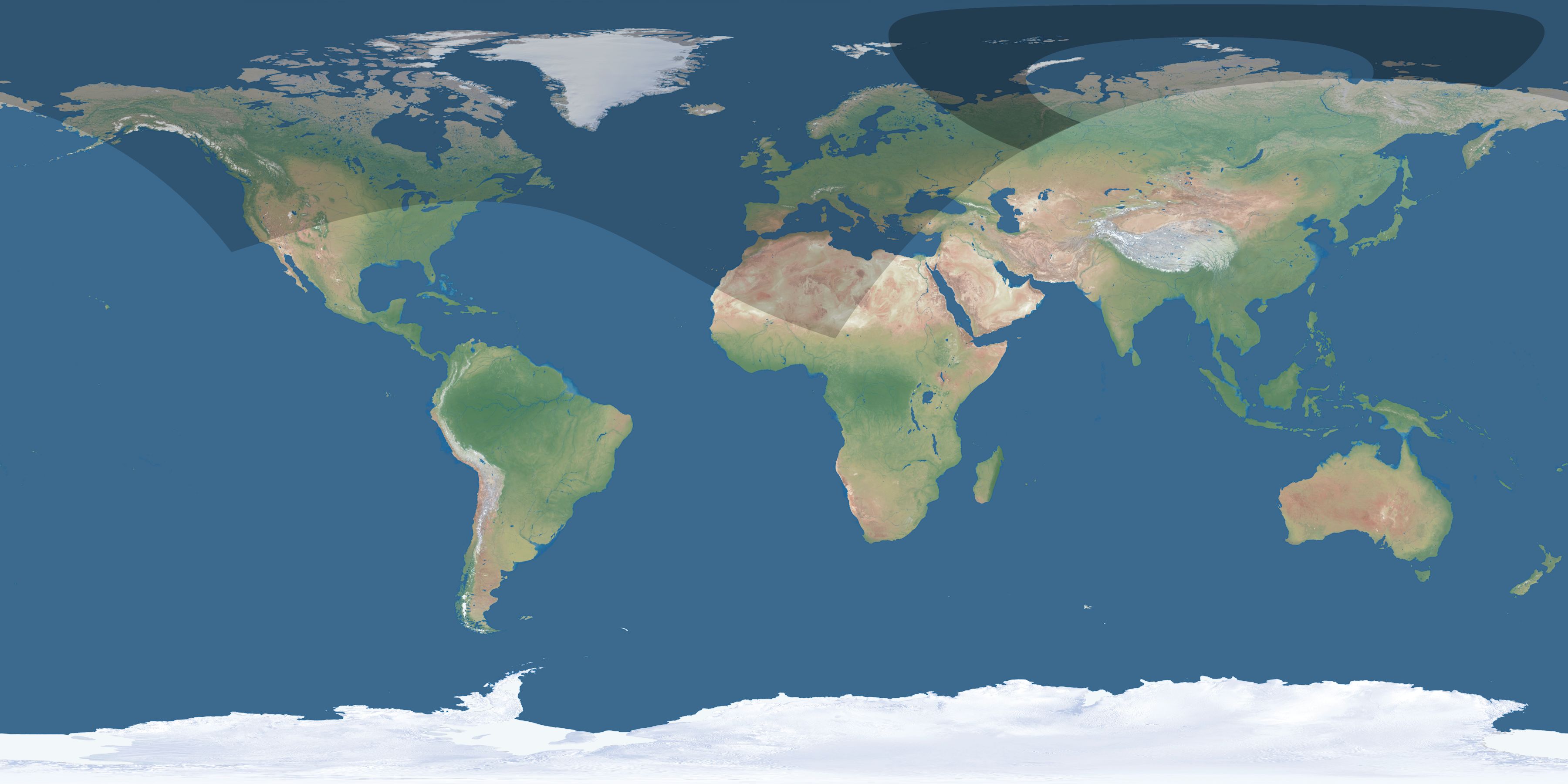 Map of the umbra and penumbra path of the solar eclipse of 08/04/1739