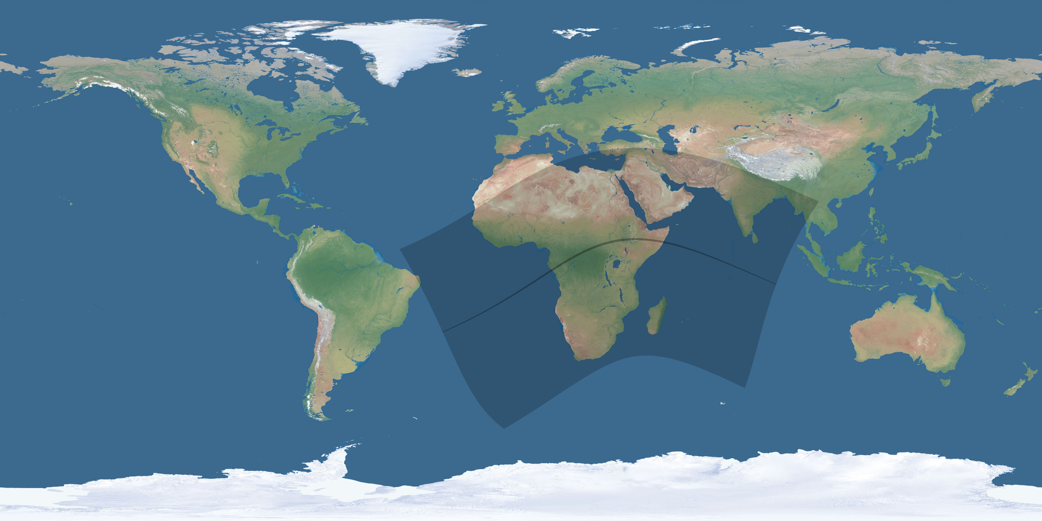 Map of the umbra and penumbra path of the solar eclipse of 06/13/1741