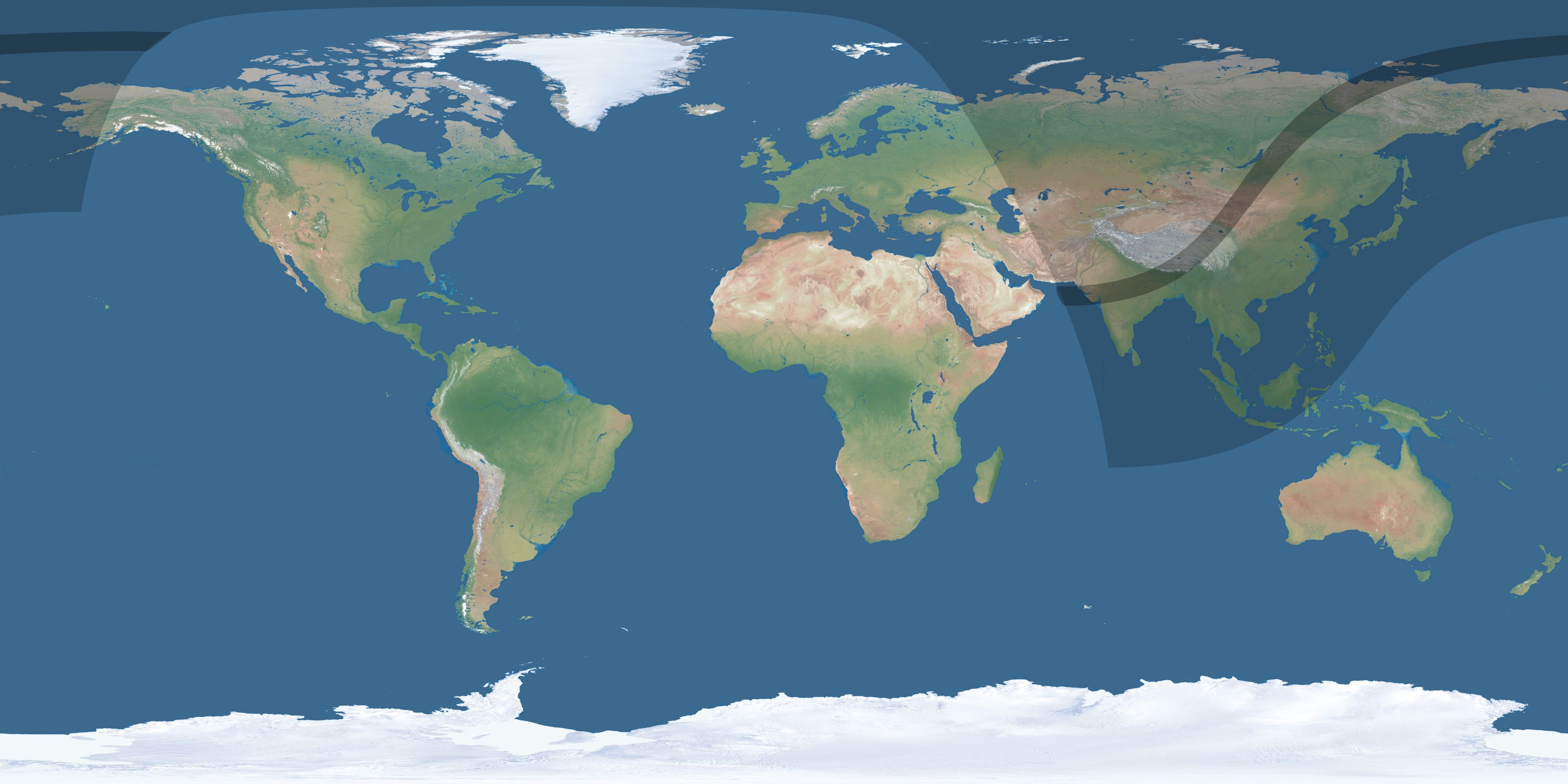 Map of the umbra and penumbra path of the solar eclipse of 03/22/1746