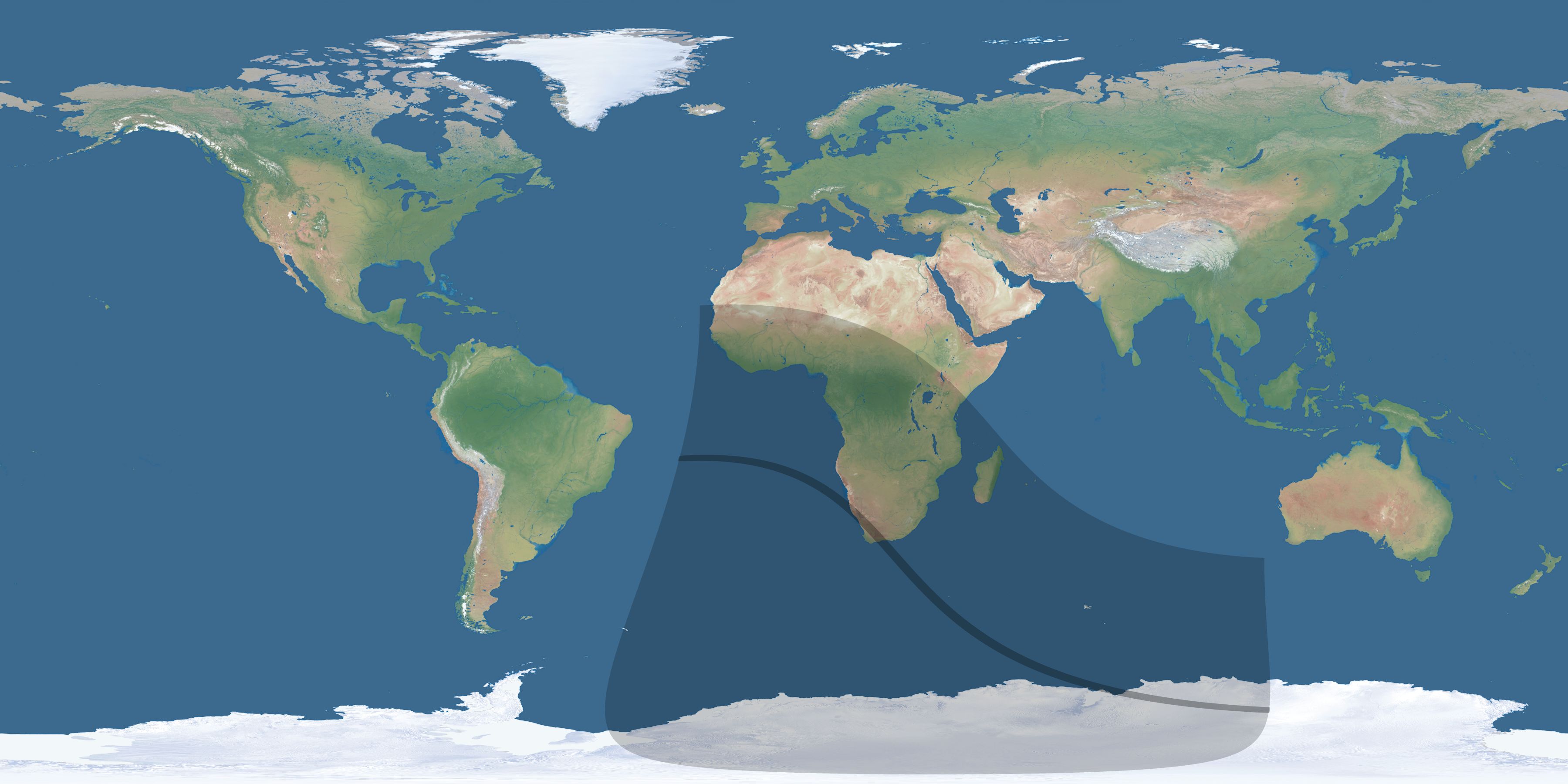 Map of the umbra and penumbra path of the solar eclipse of 09/15/1746