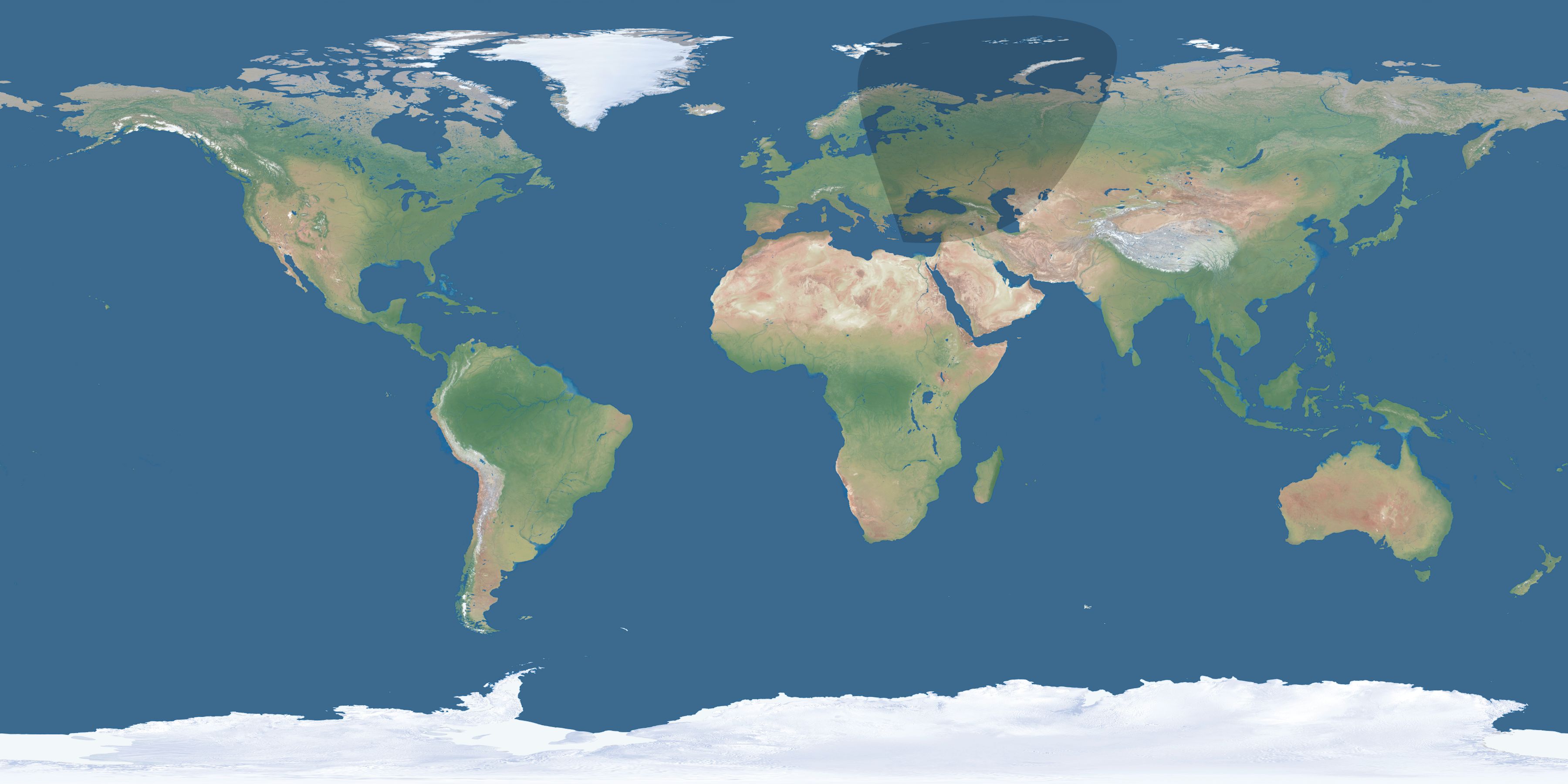 Map of the umbra and penumbra path of the solar eclipse of 03/11/1747