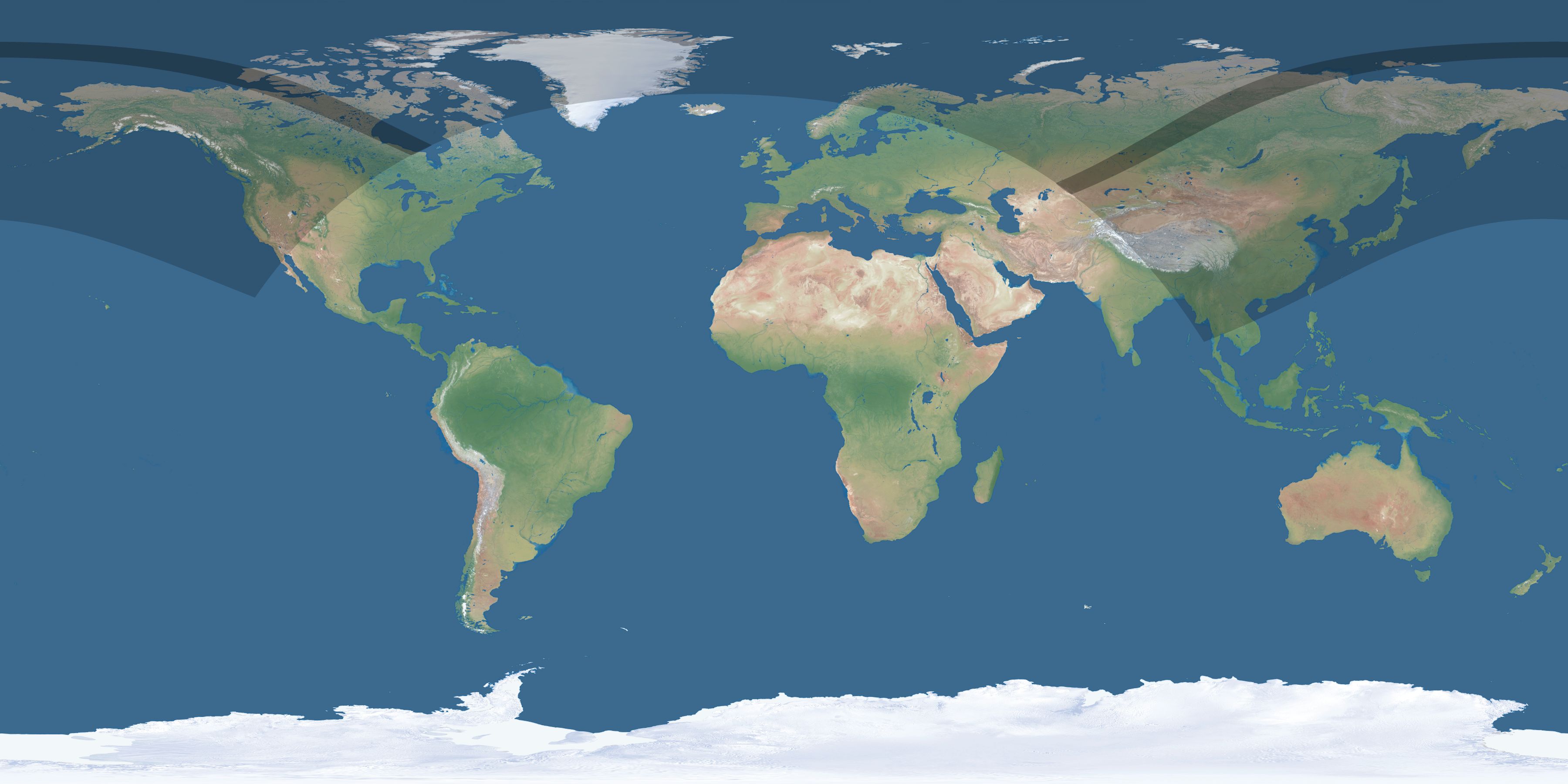 Map of the umbra and penumbra path of the solar eclipse of 05/25/1751