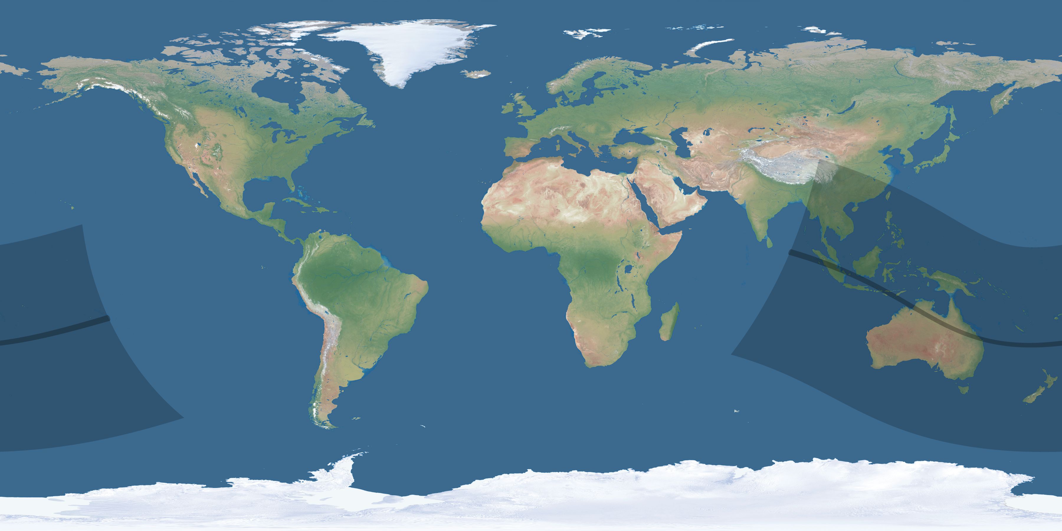 Map of the umbra and penumbra path of the solar eclipse of 11/06/1752