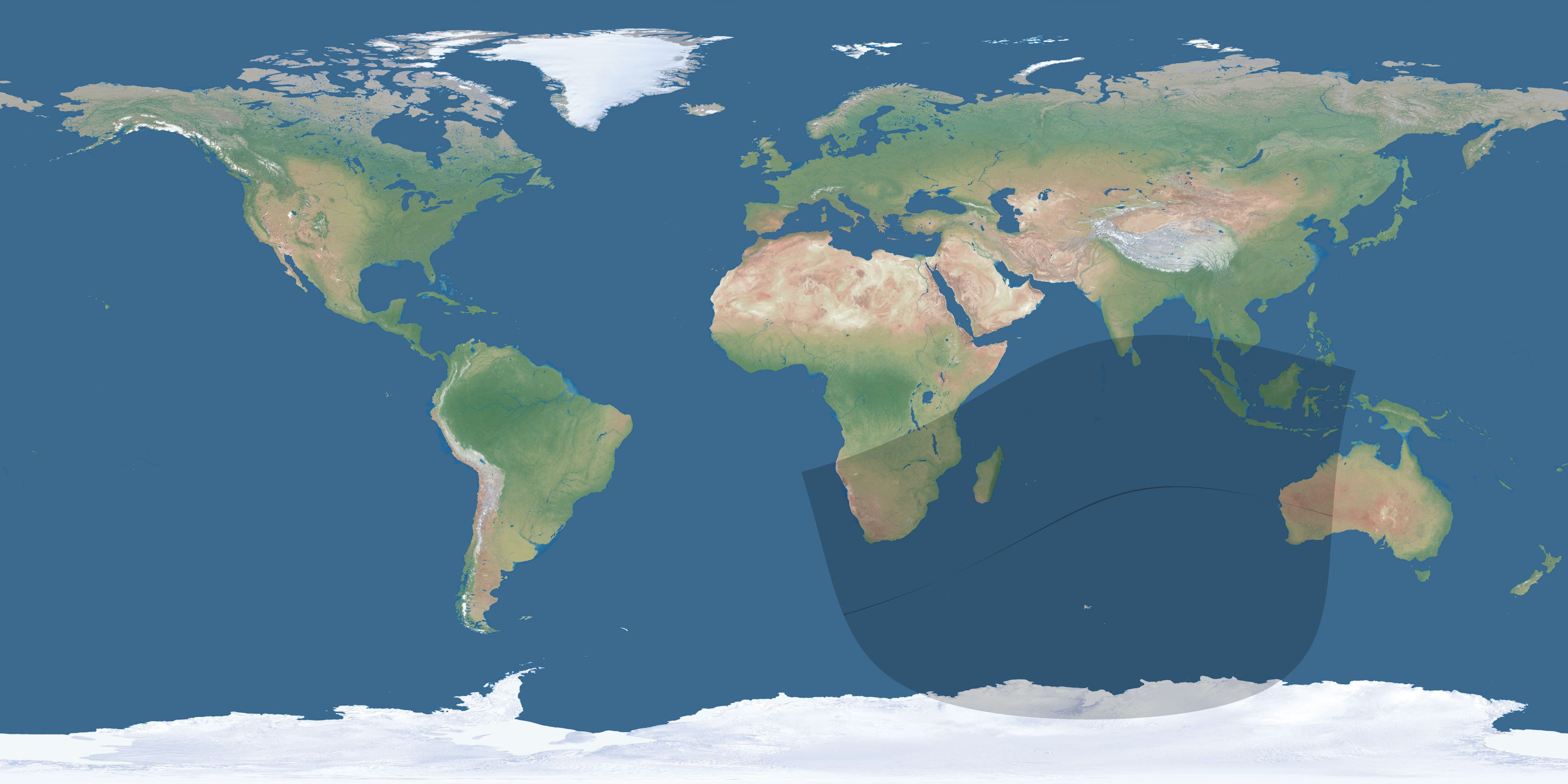 Map of the umbra and penumbra path of the solar eclipse of 05/03/1753