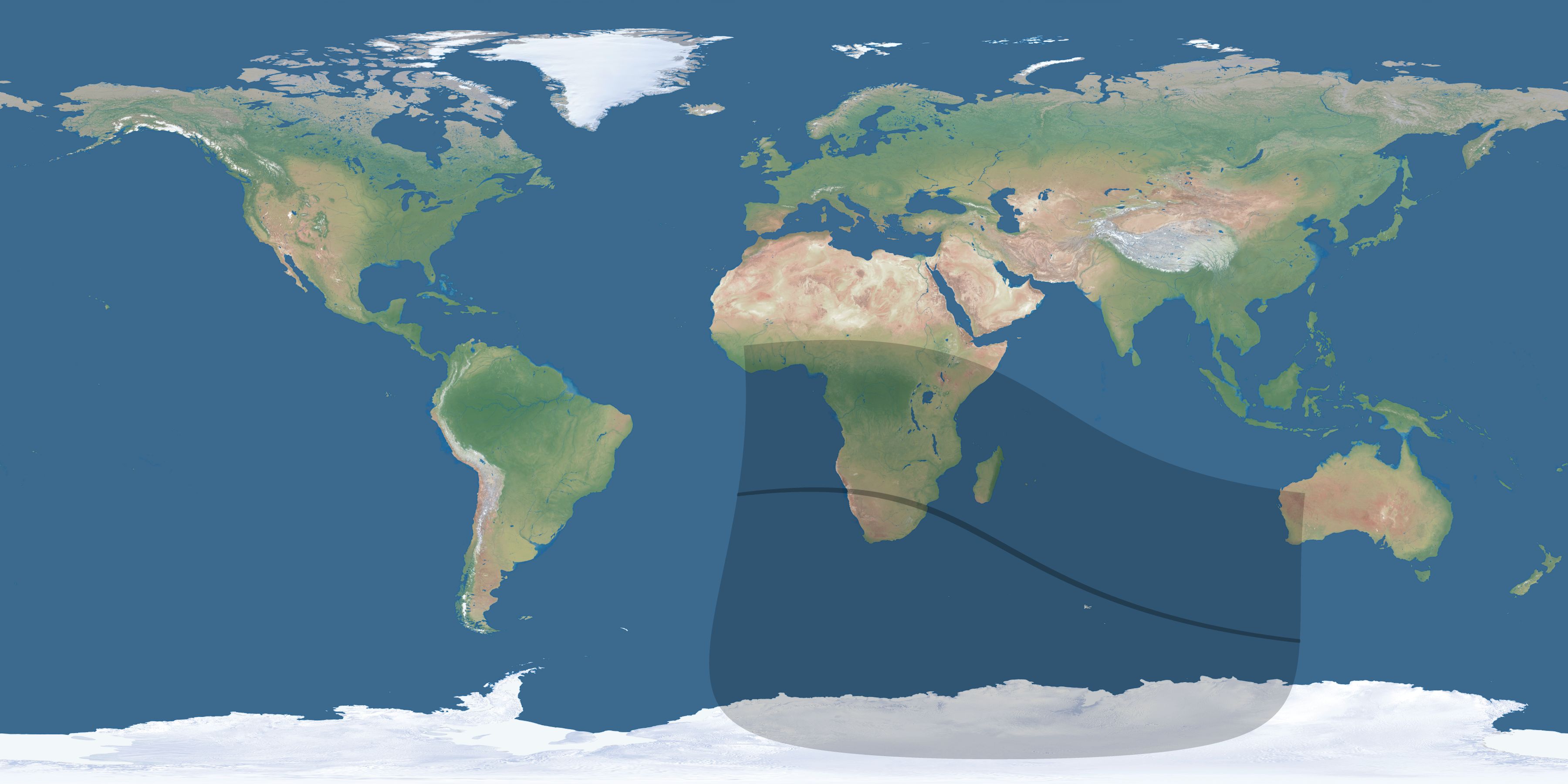 Map of the umbra and penumbra path of the solar eclipse of 09/06/1755