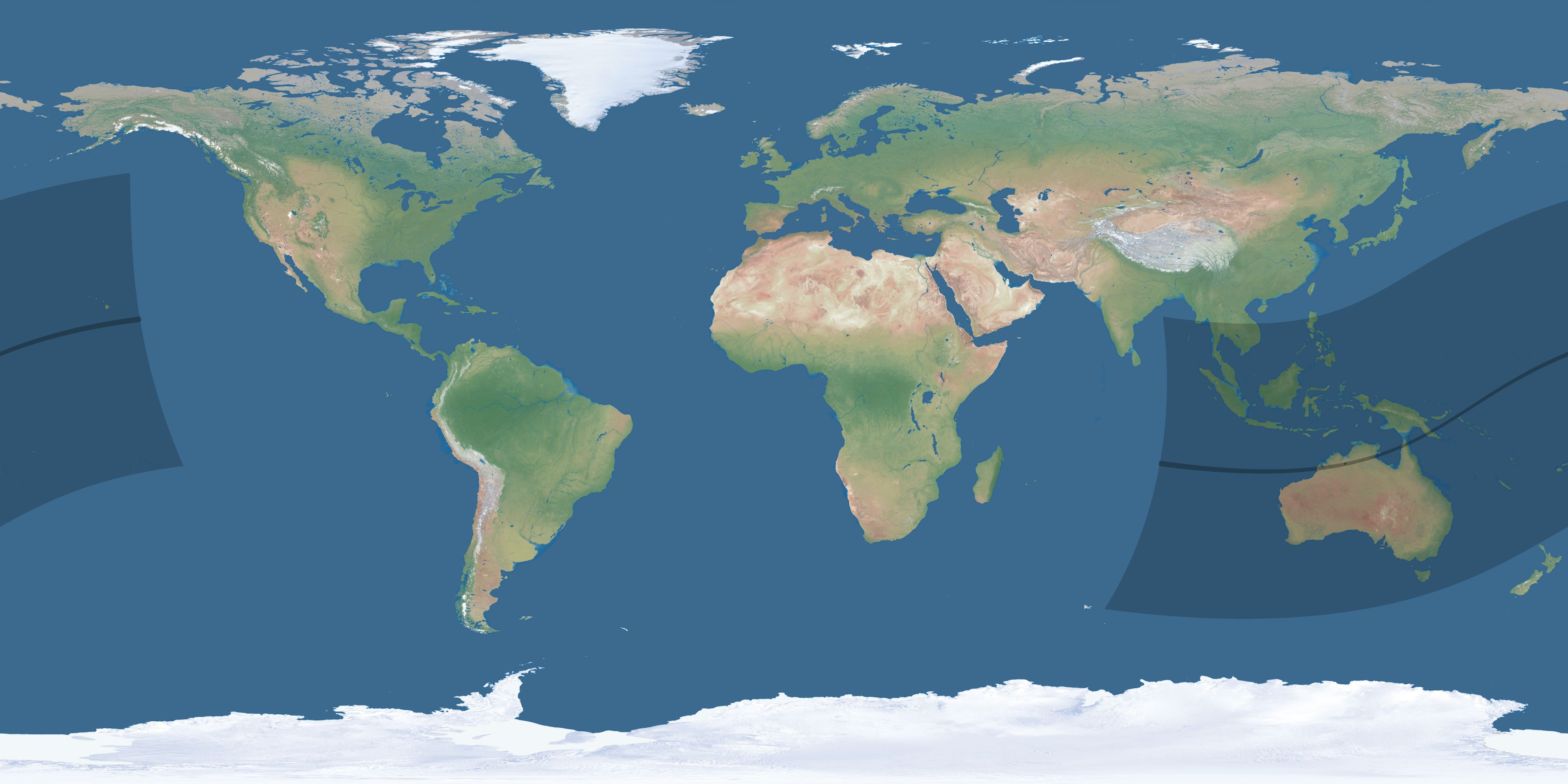 Map of the umbra and penumbra path of the solar eclipse of 03/01/1756