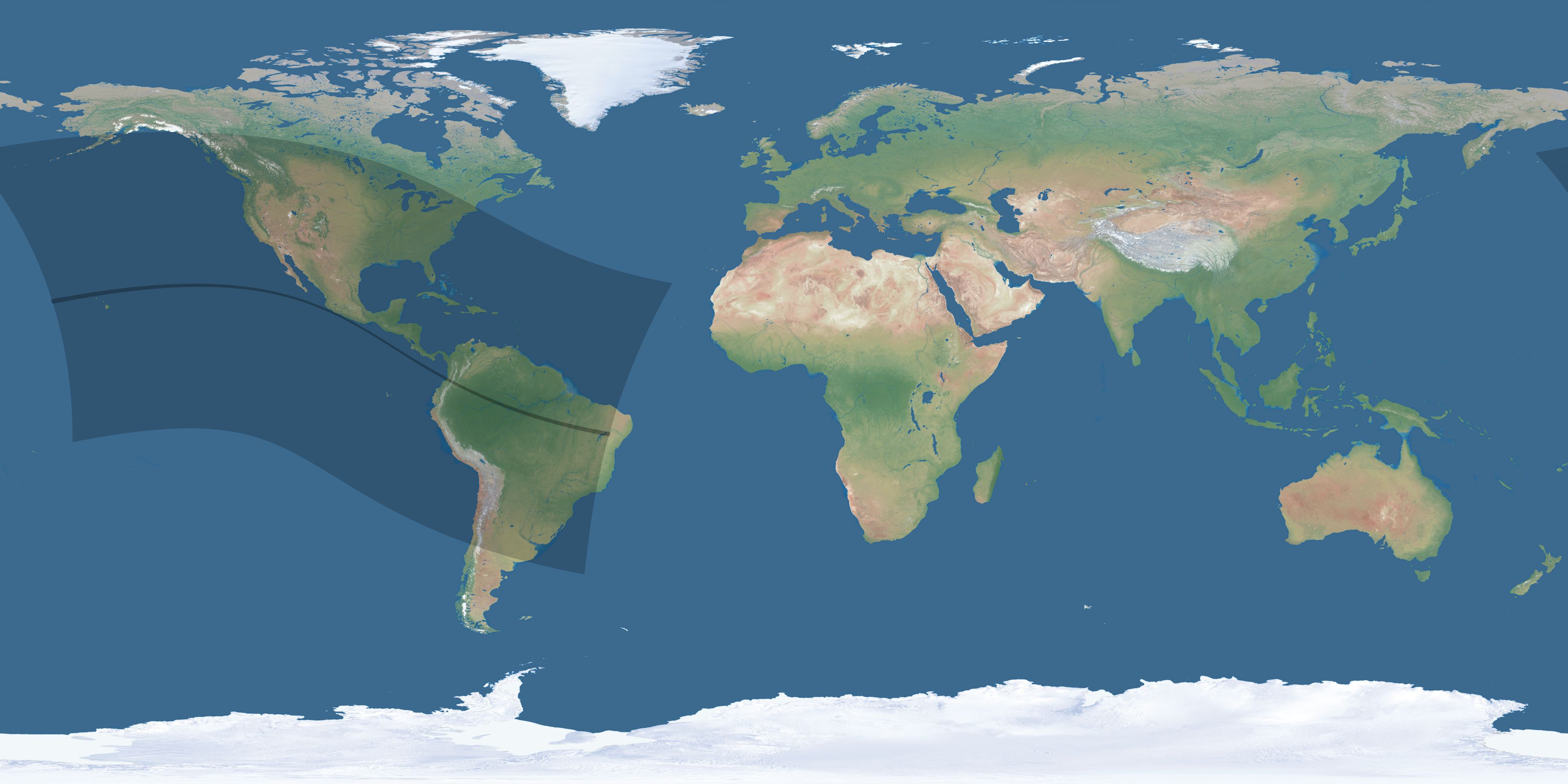 Map of the umbra and penumbra path of the solar eclipse of 08/25/1756
