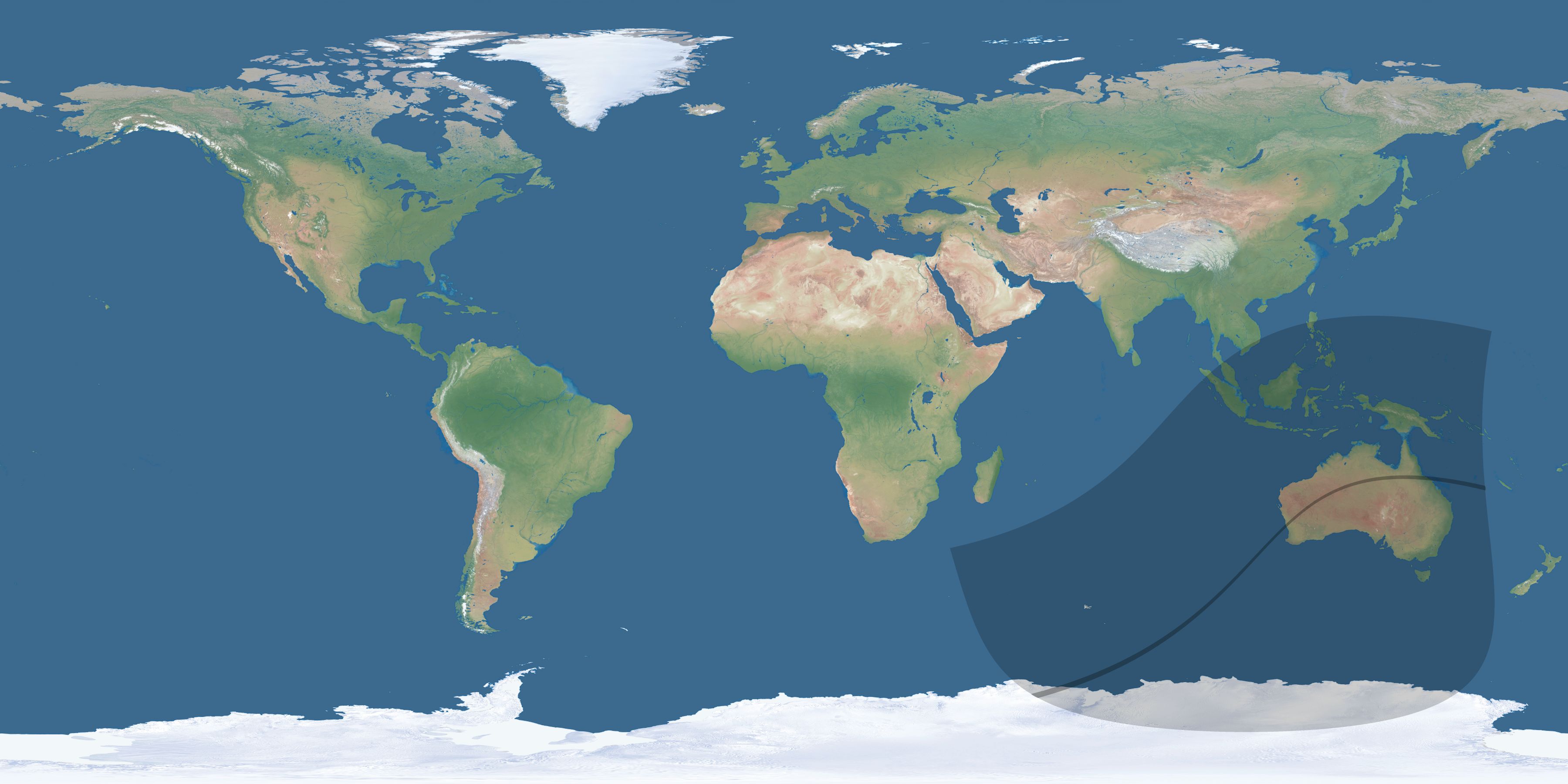 Map of the umbra and penumbra path of the solar eclipse of 04/24/1762