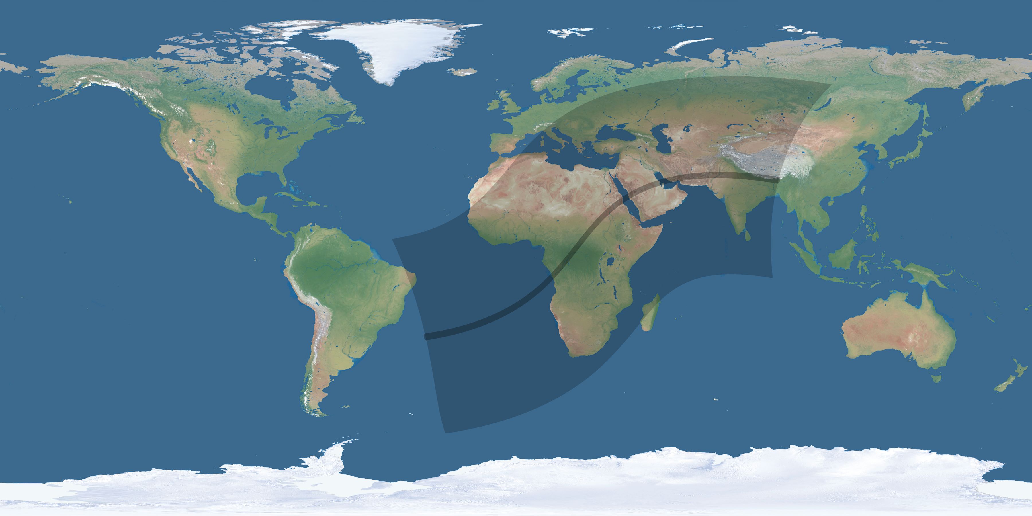 Map of the umbra and penumbra path of the solar eclipse of 04/13/1763