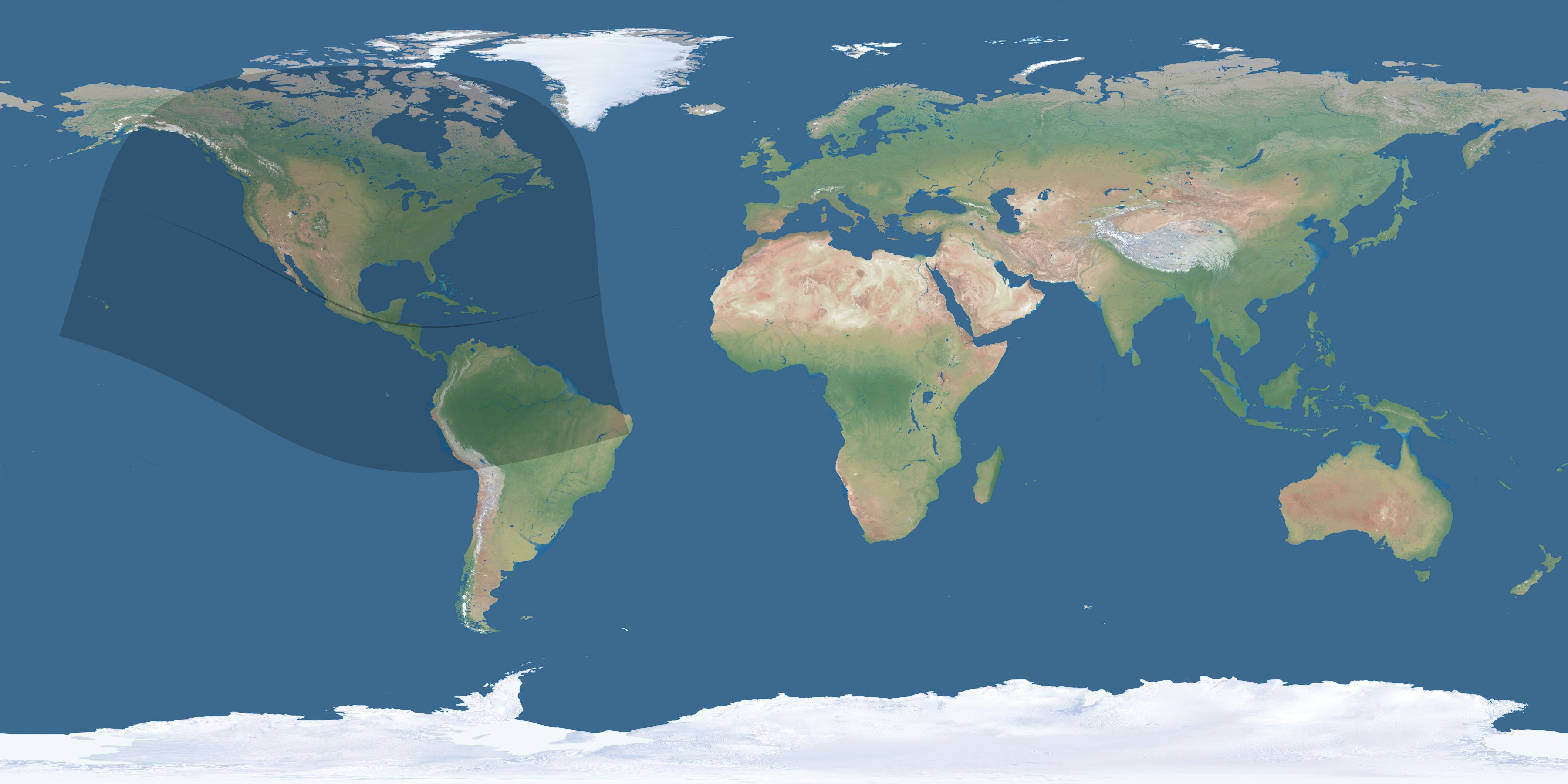 Map of the umbra and penumbra path of the solar eclipse of 11/06/1771