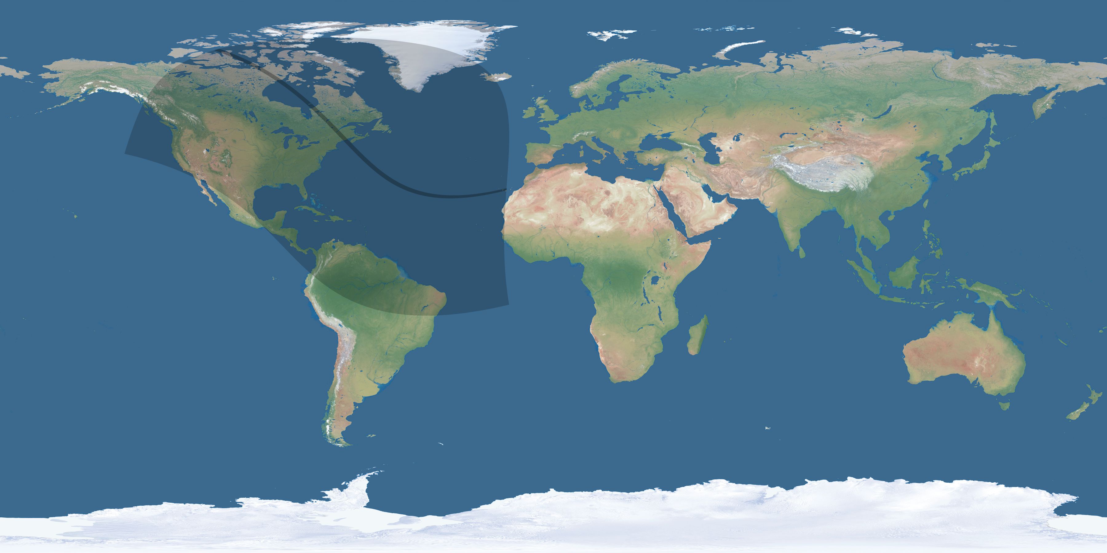 Map of the umbra and penumbra path of the solar eclipse of 10/27/1780
