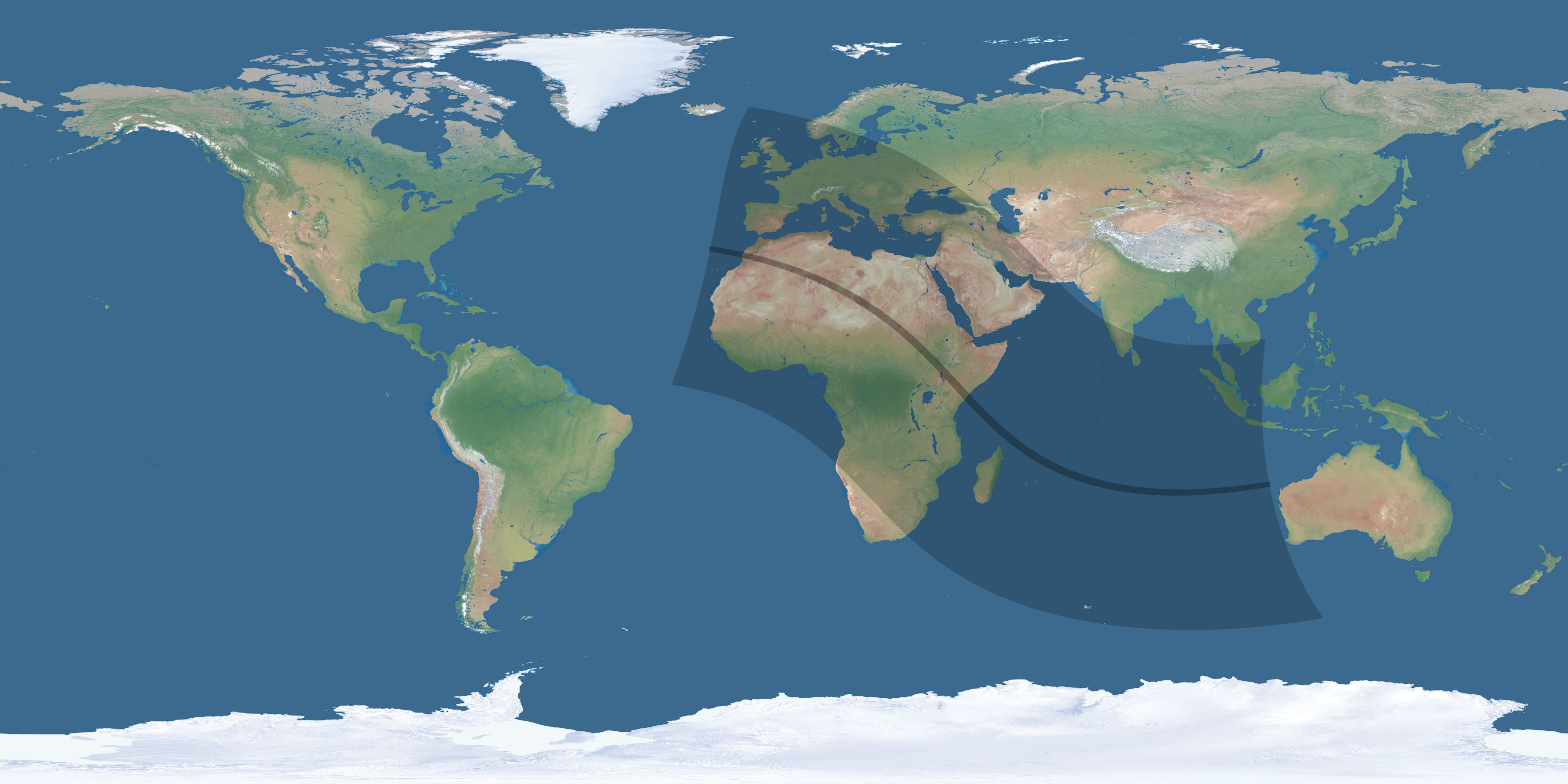 Map of the umbra and penumbra path of the solar eclipse of 10/17/1781
