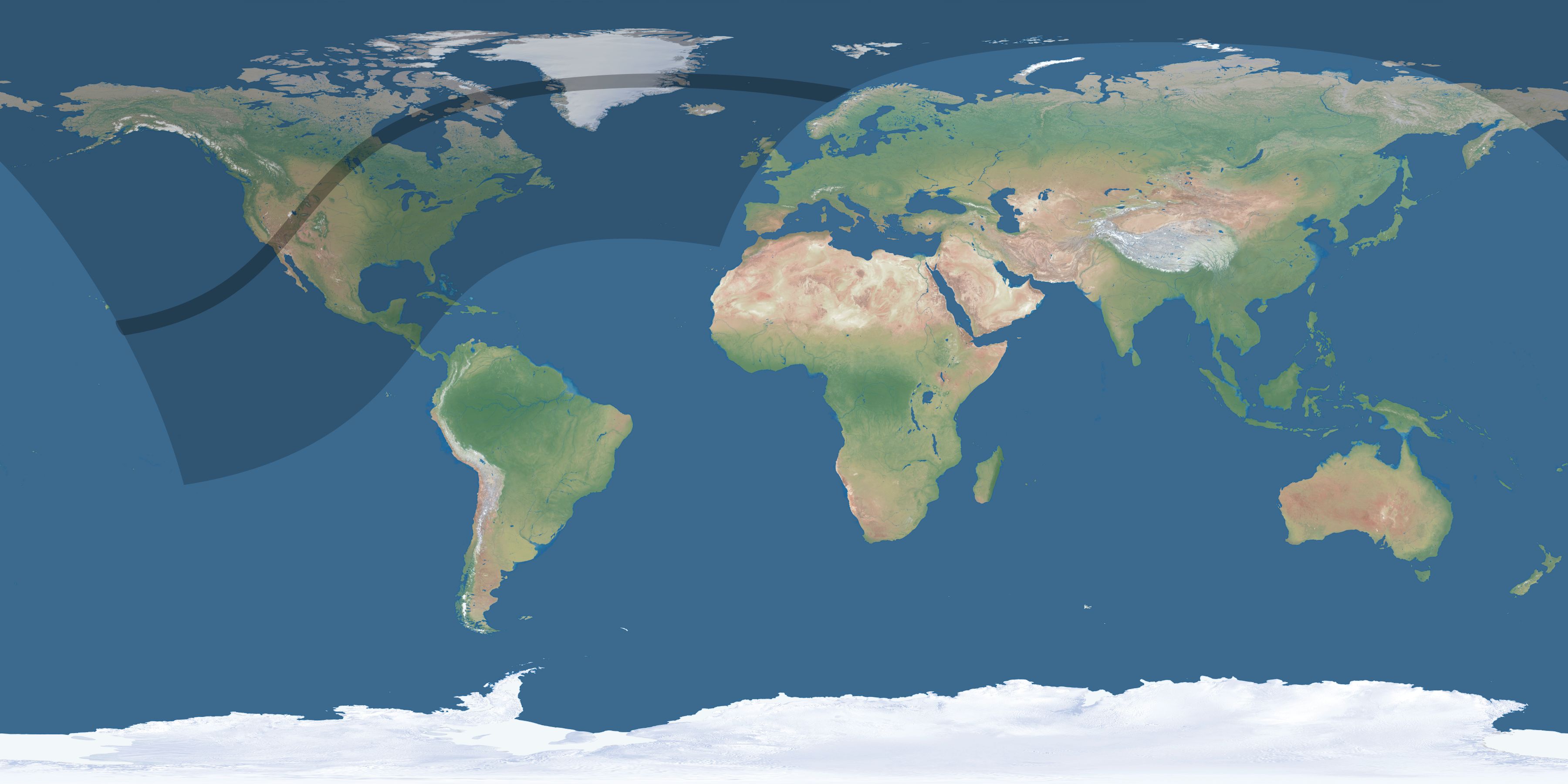 Map of the umbra and penumbra path of the solar eclipse of 04/12/1782