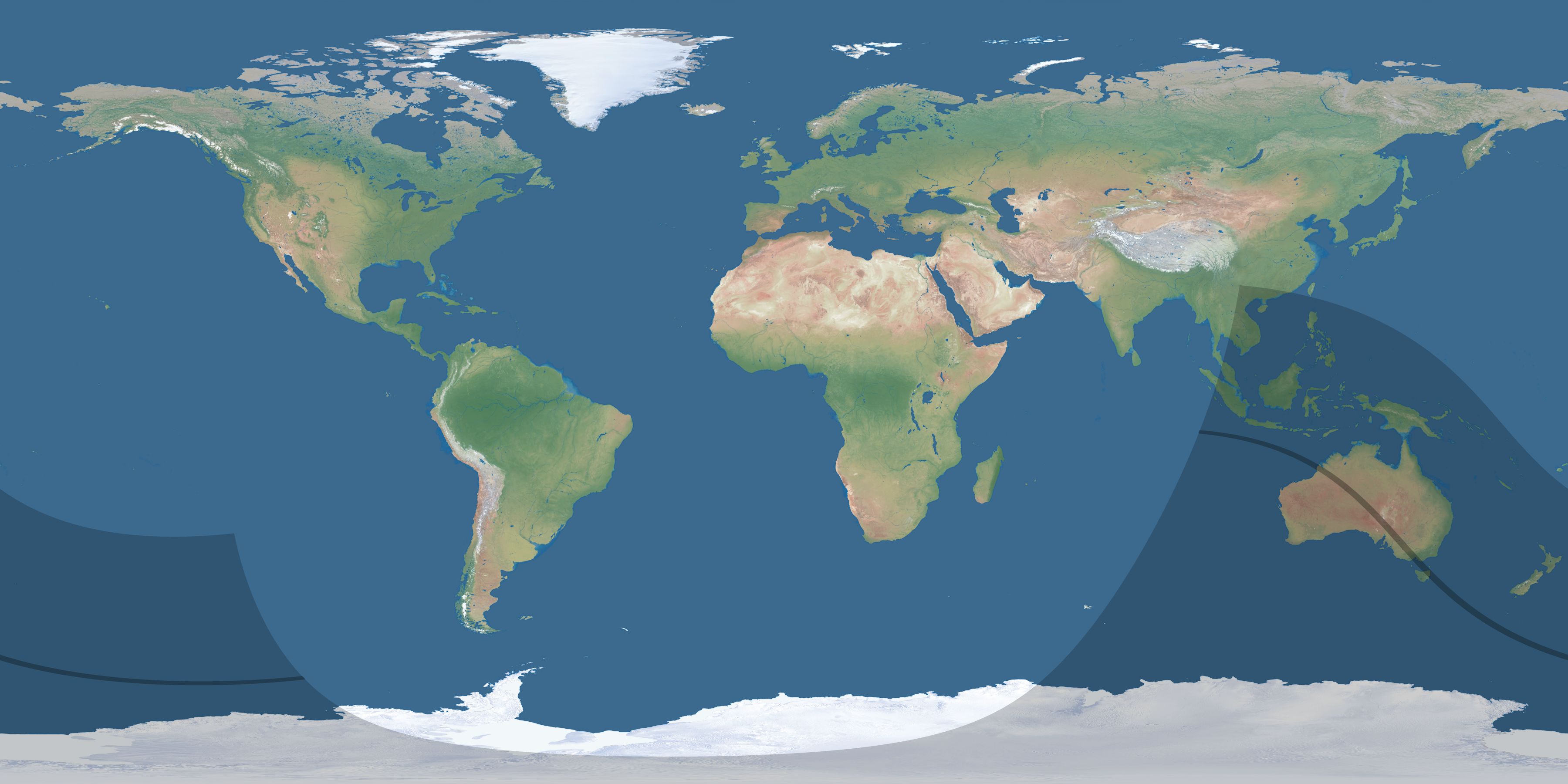 Map of the umbra and penumbra path of the solar eclipse of 10/07/1782