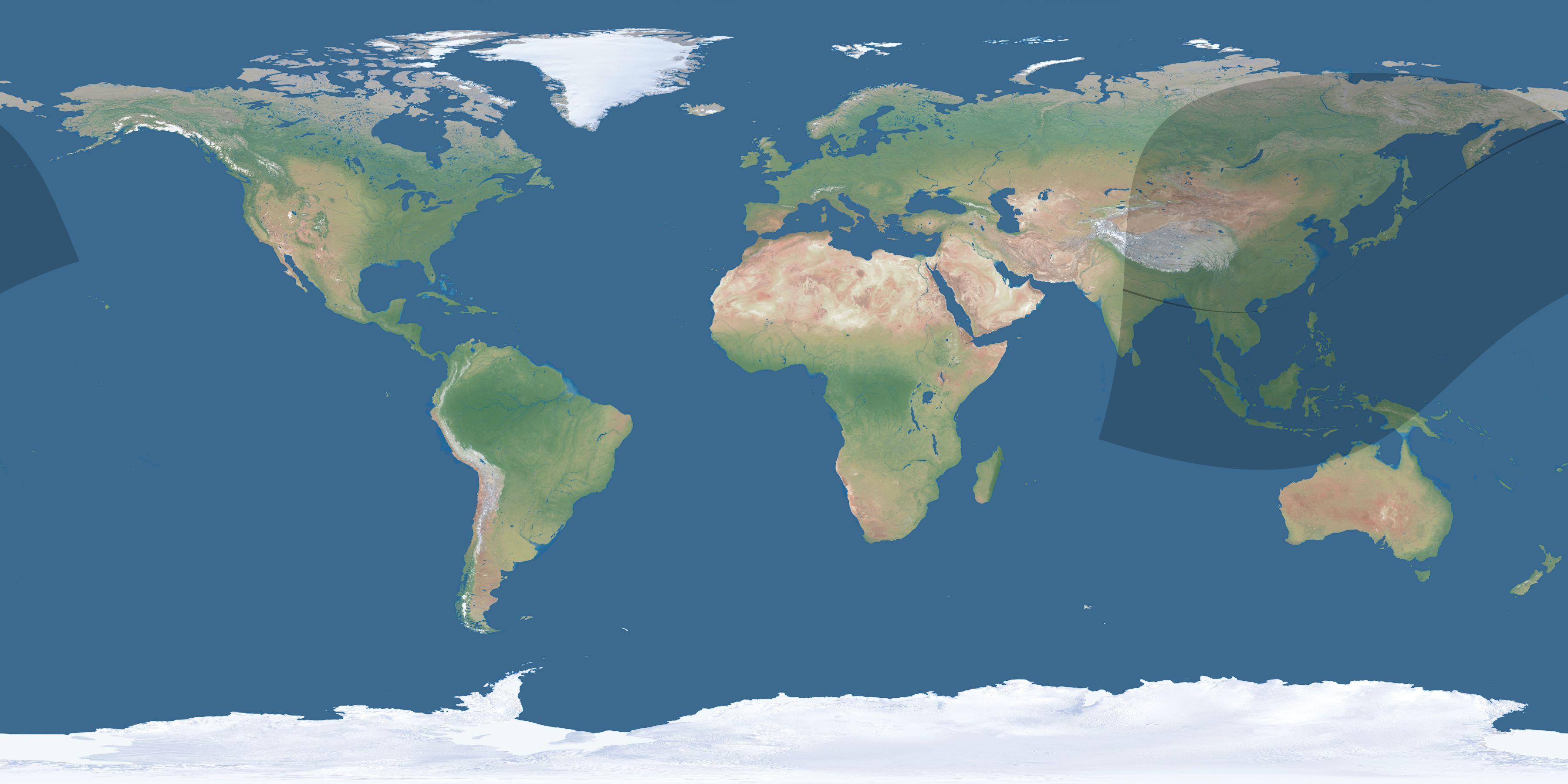 Map of the umbra and penumbra path of the solar eclipse of 01/30/1786