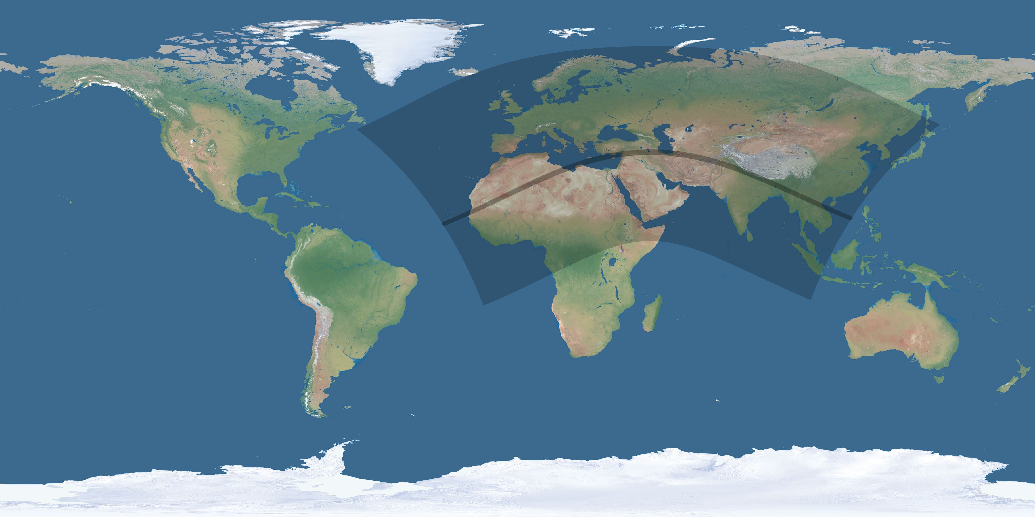 Map of the umbra and penumbra path of the solar eclipse of 06/04/1788