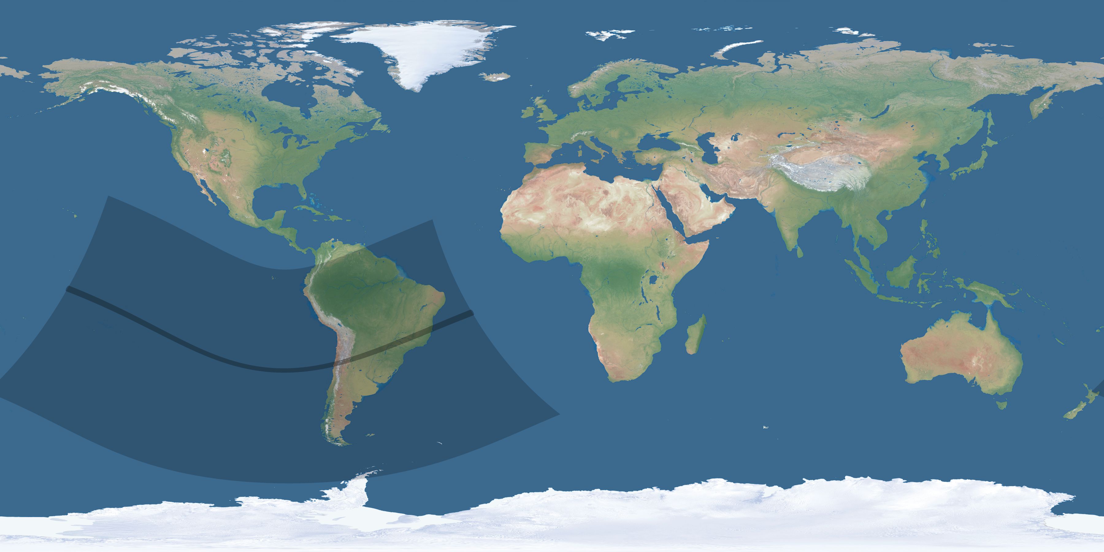Map of the umbra and penumbra path of the solar eclipse of 11/27/1788