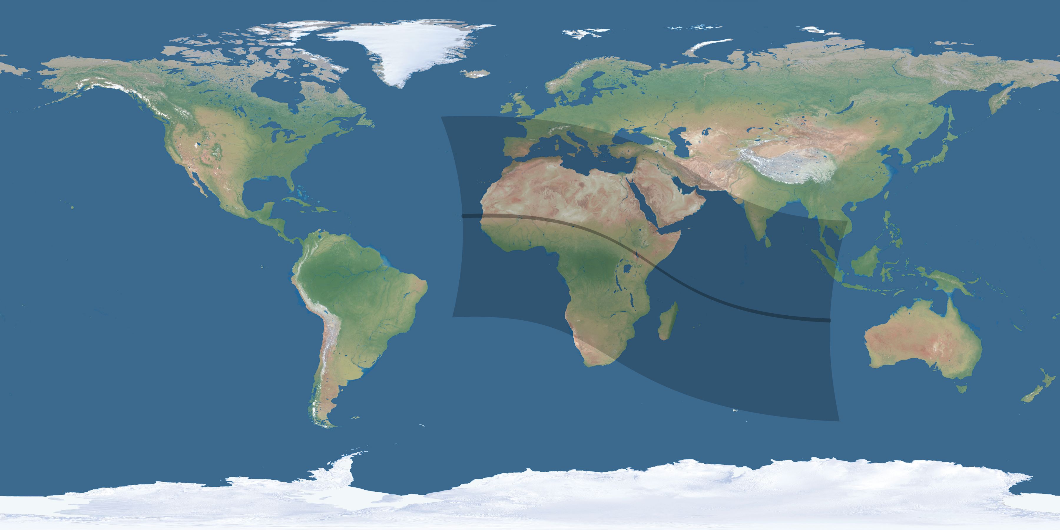 Map of the umbra and penumbra path of the solar eclipse of 09/16/1792