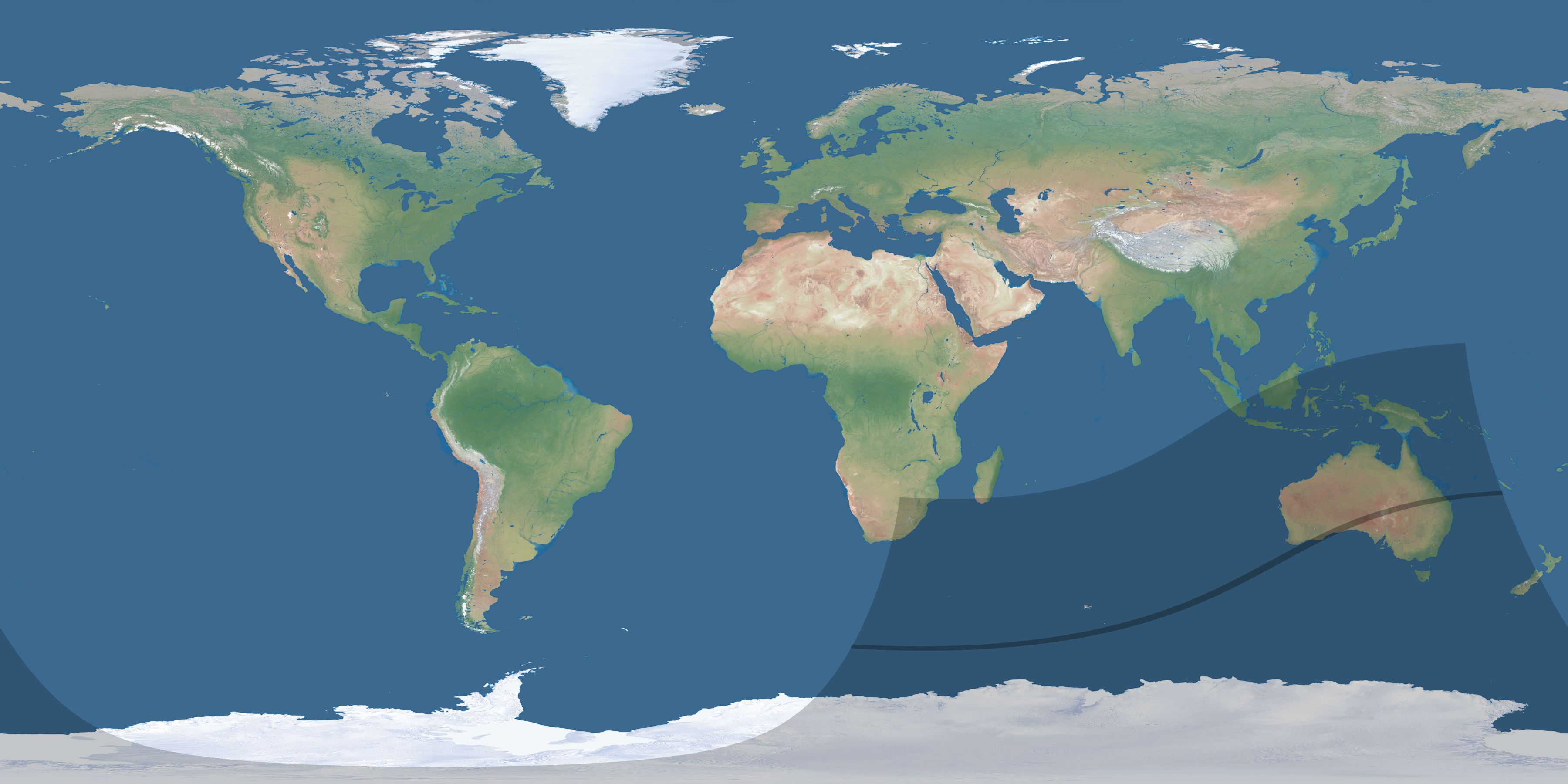 Map of the umbra and penumbra path of the solar eclipse of 03/12/1793