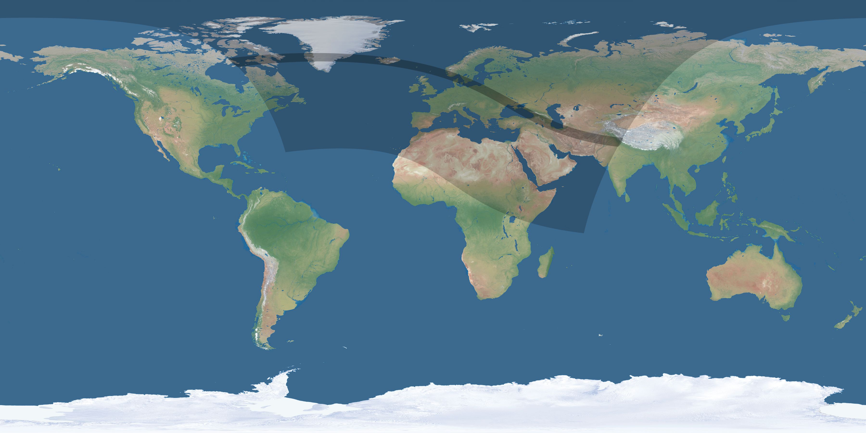Map of the umbra and penumbra path of the solar eclipse of 09/05/1793