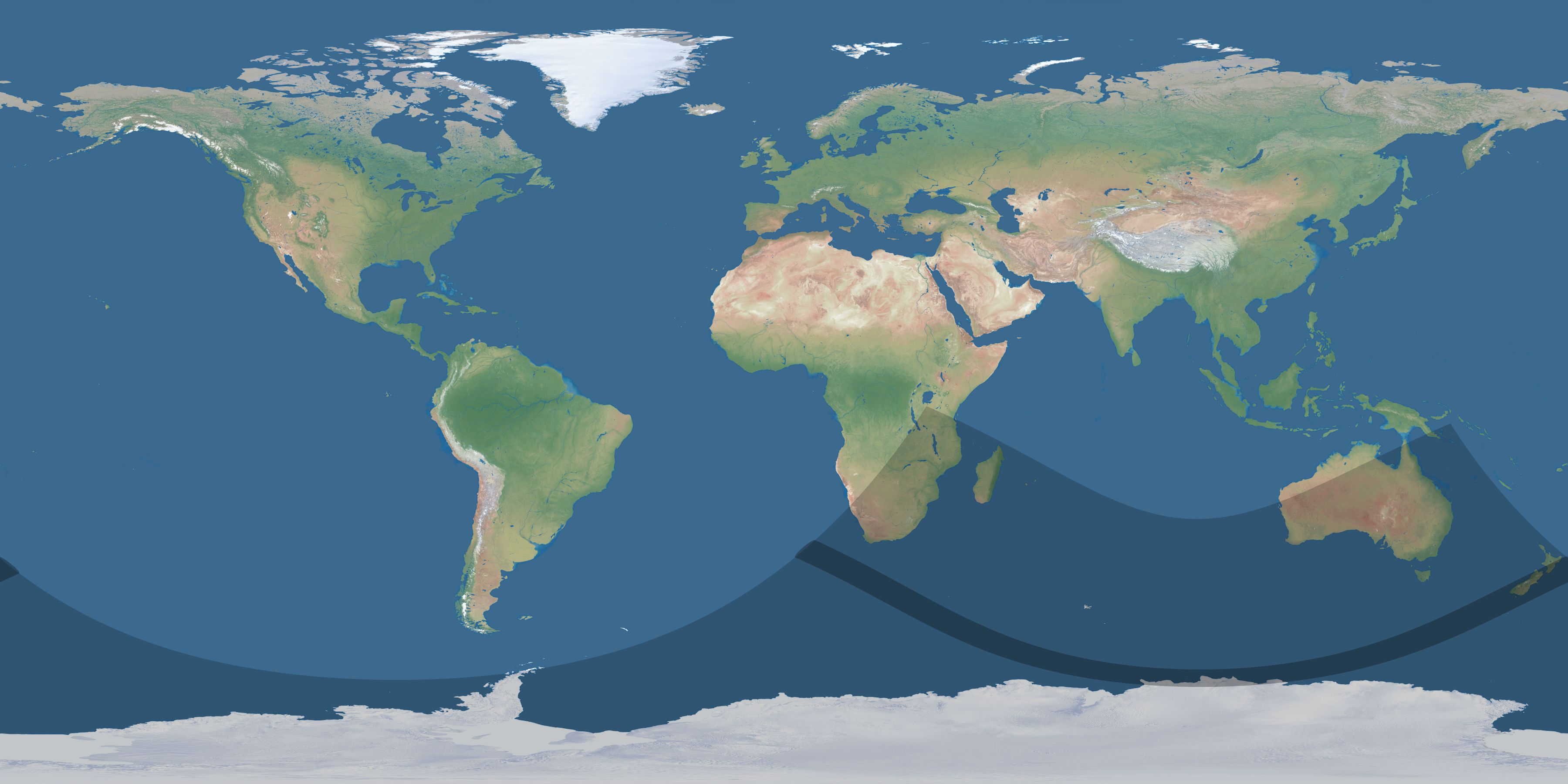 Map of the umbra and penumbra path of the solar eclipse of 12/29/1796