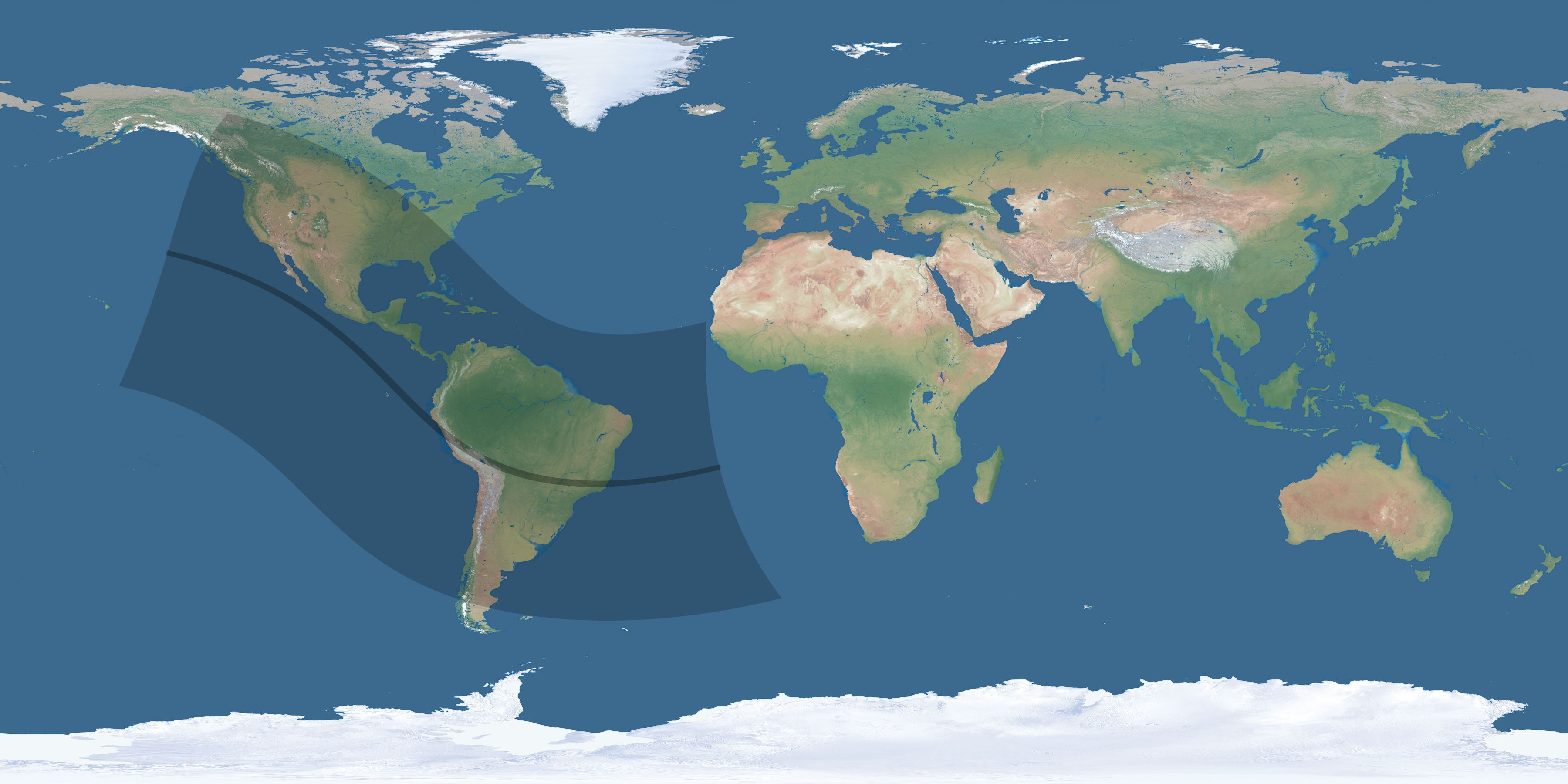Map of the umbra and penumbra path of the solar eclipse of 10/28/1799