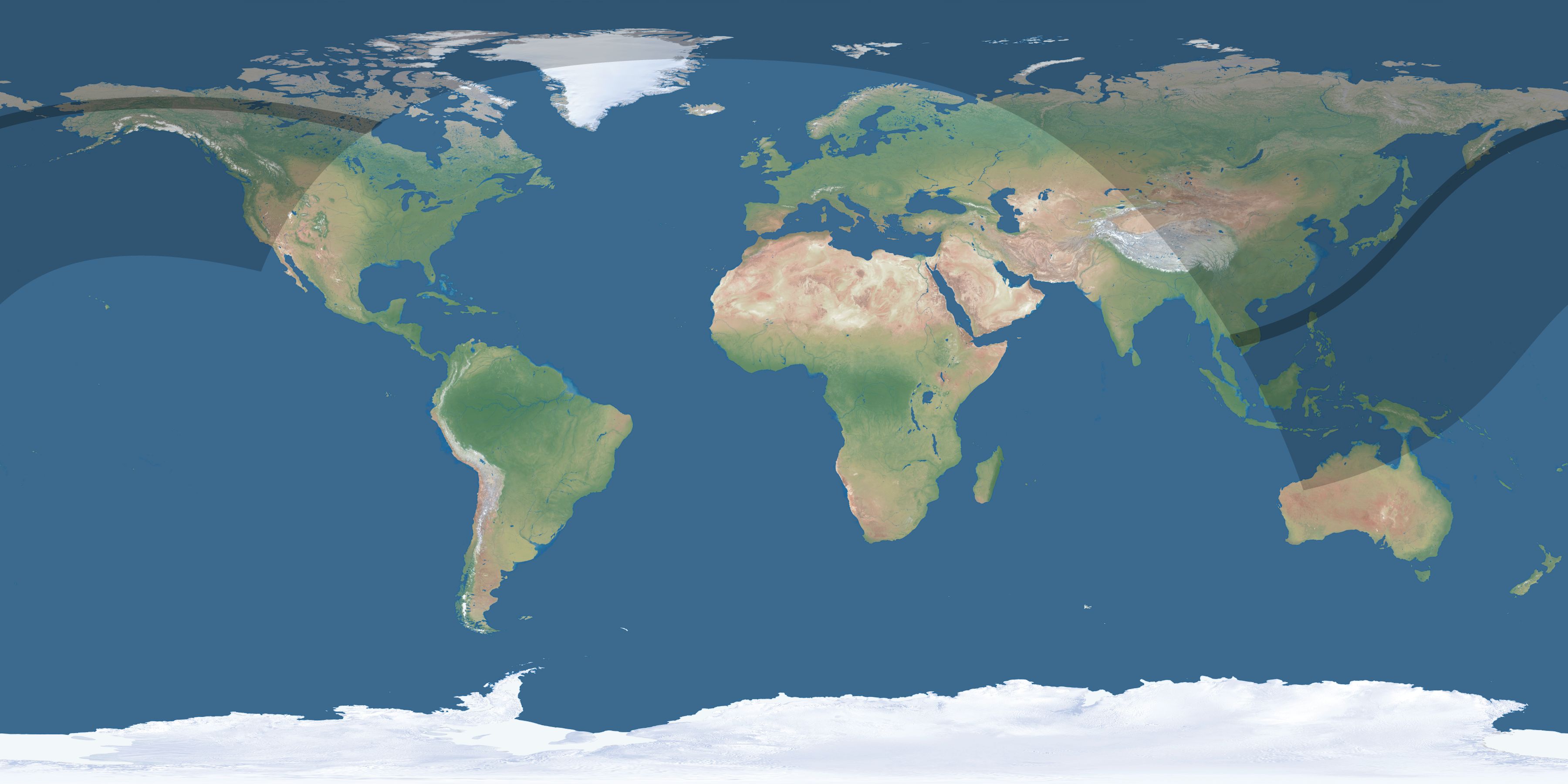 Map of the umbra and penumbra path of the solar eclipse of 04/24/1800