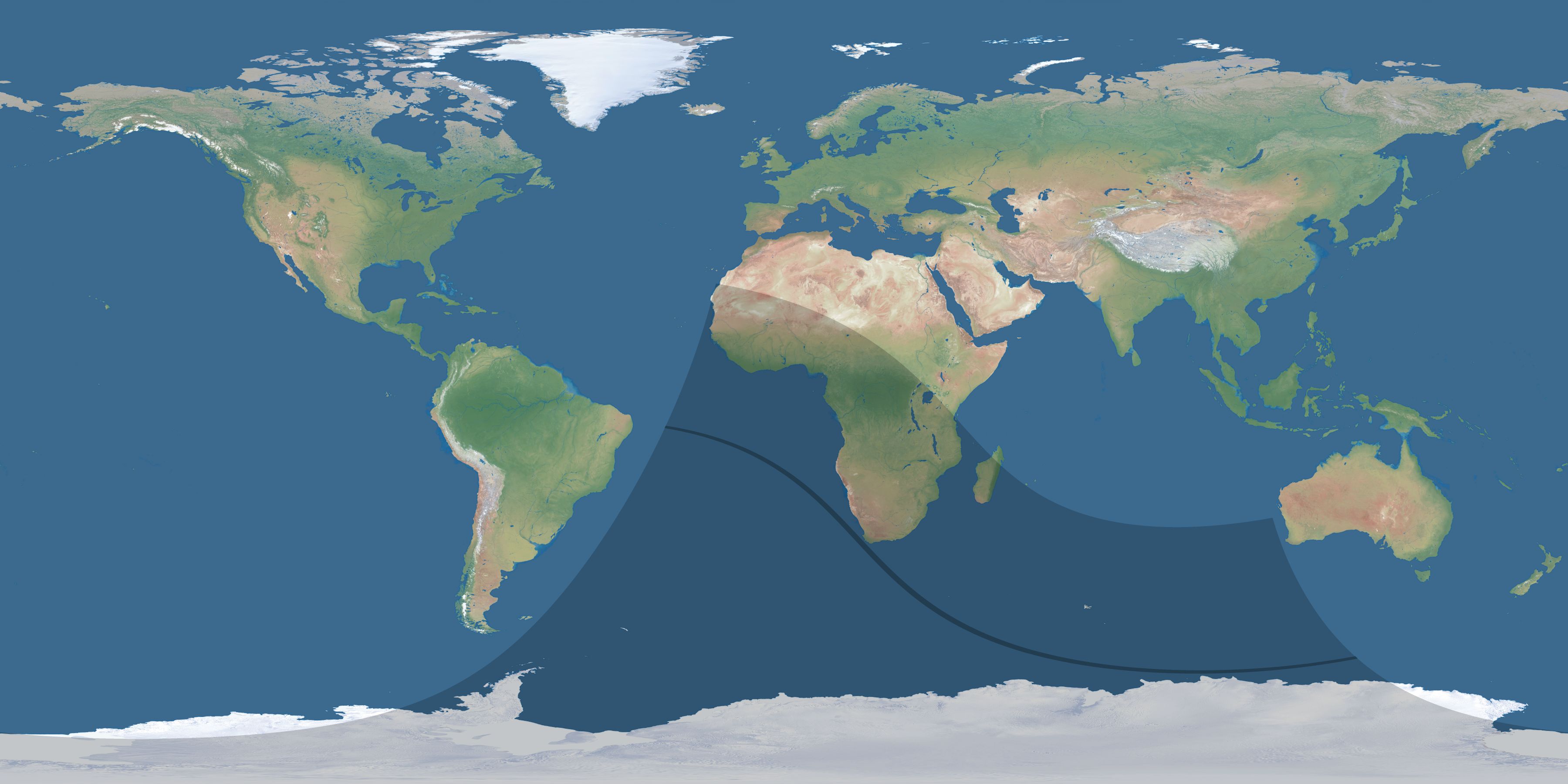 Map of the umbra and penumbra path of the solar eclipse of 10/18/1800