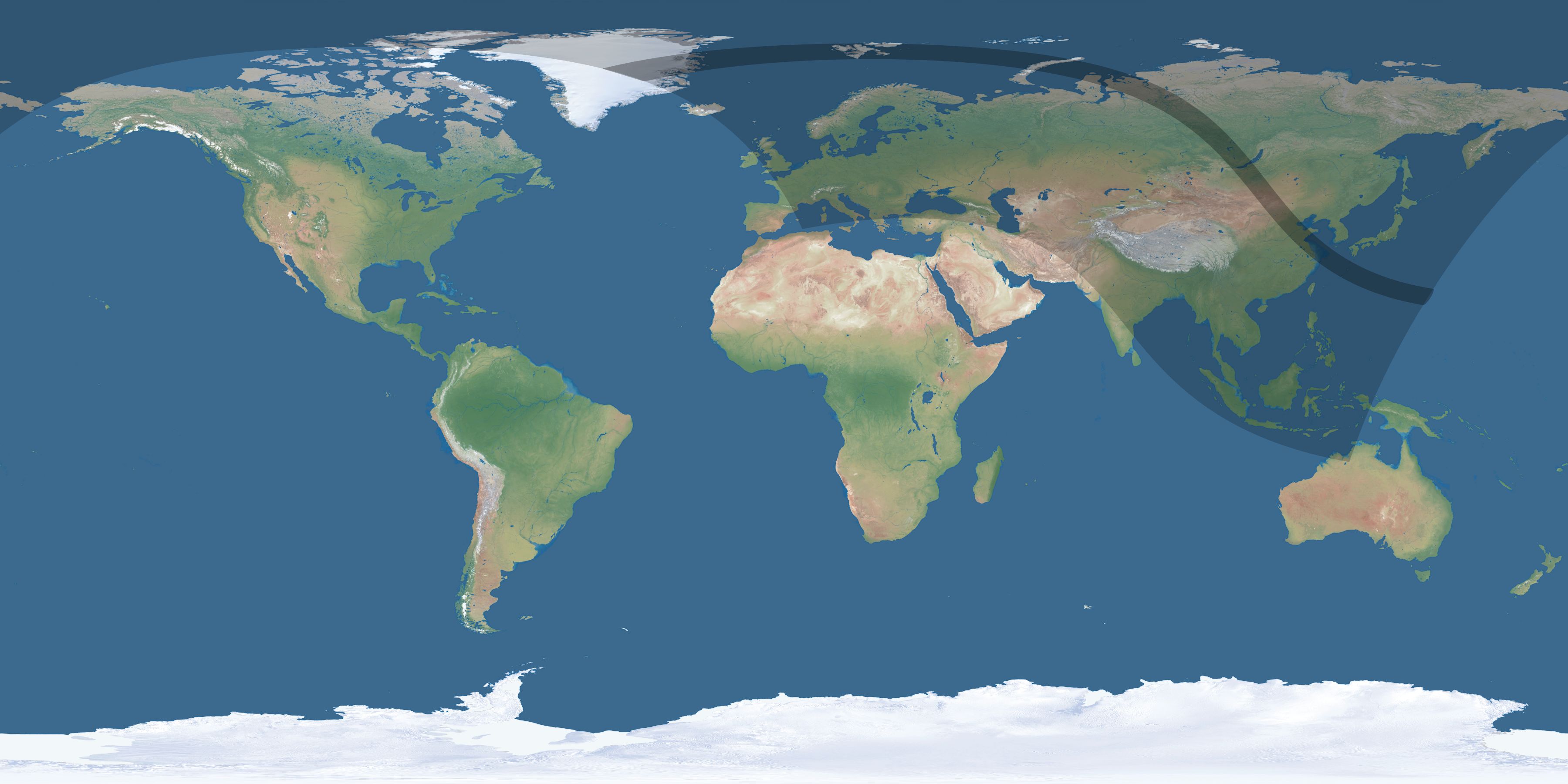 Map of the umbra and penumbra path of the solar eclipse of 08/28/1802
