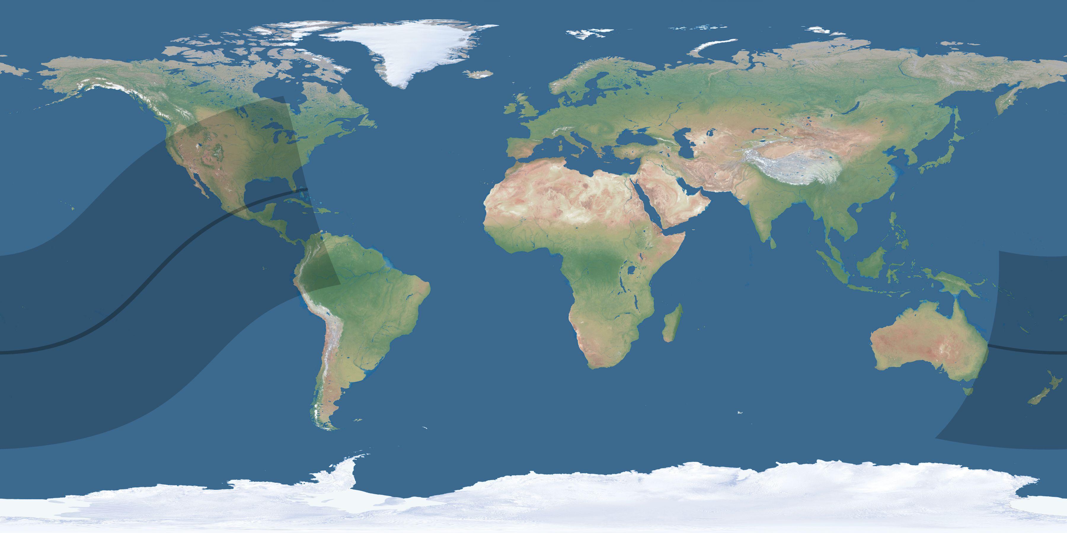 Map of the umbra and penumbra path of the solar eclipse of 02/21/1803