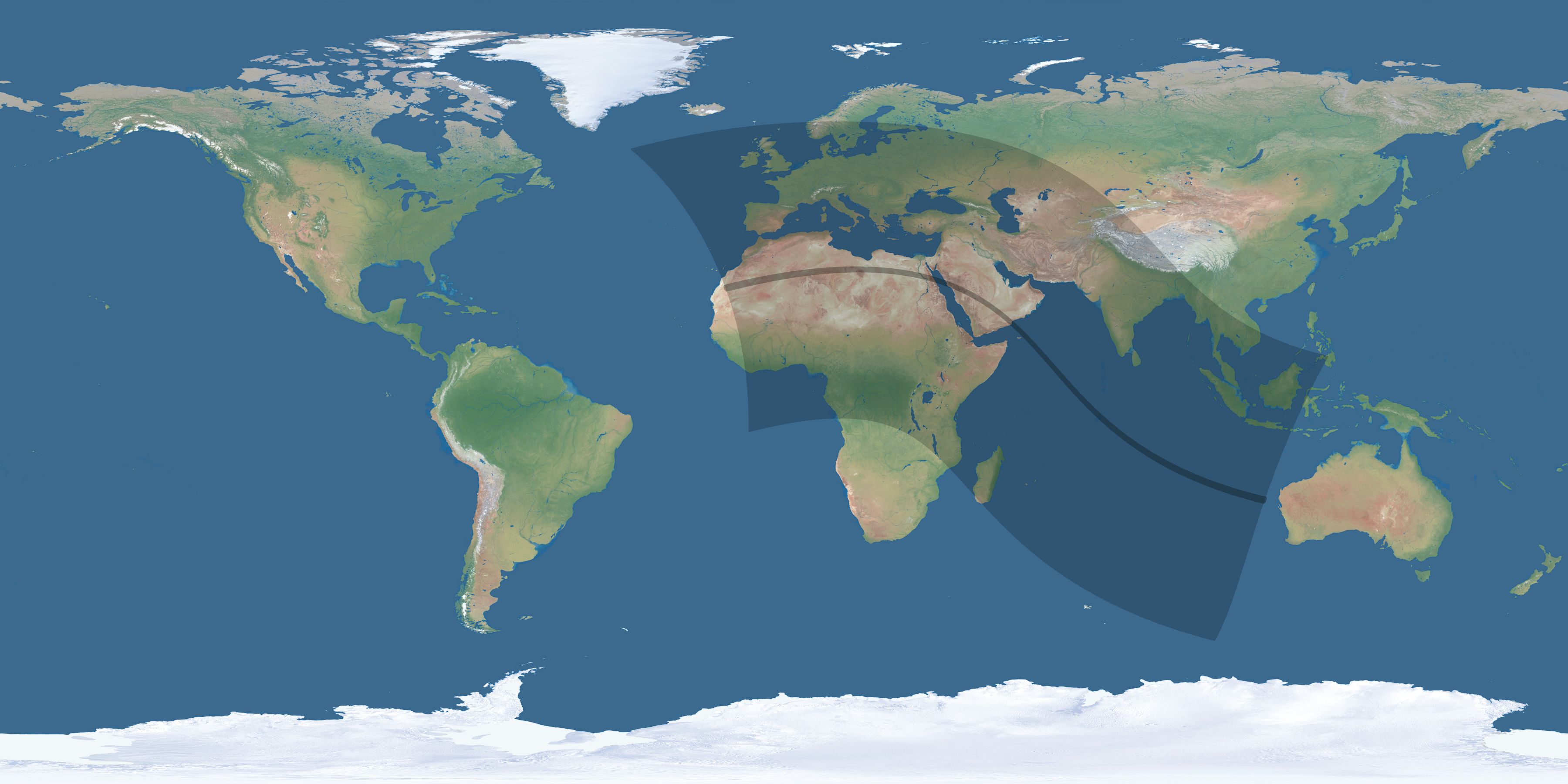 Map of the umbra and penumbra path of the solar eclipse of 08/17/1803
