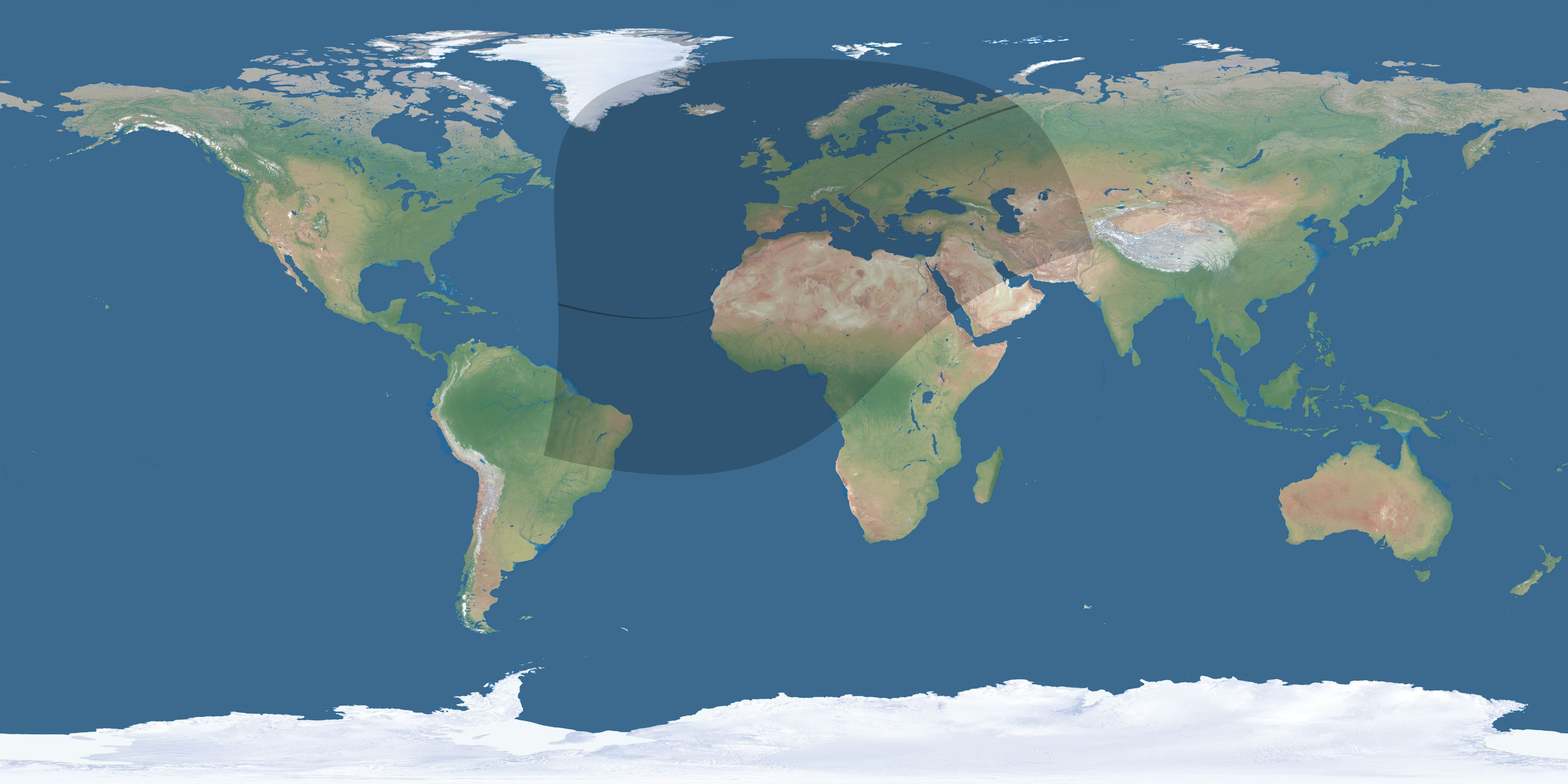 Map of the umbra and penumbra path of the solar eclipse of 02/11/1804