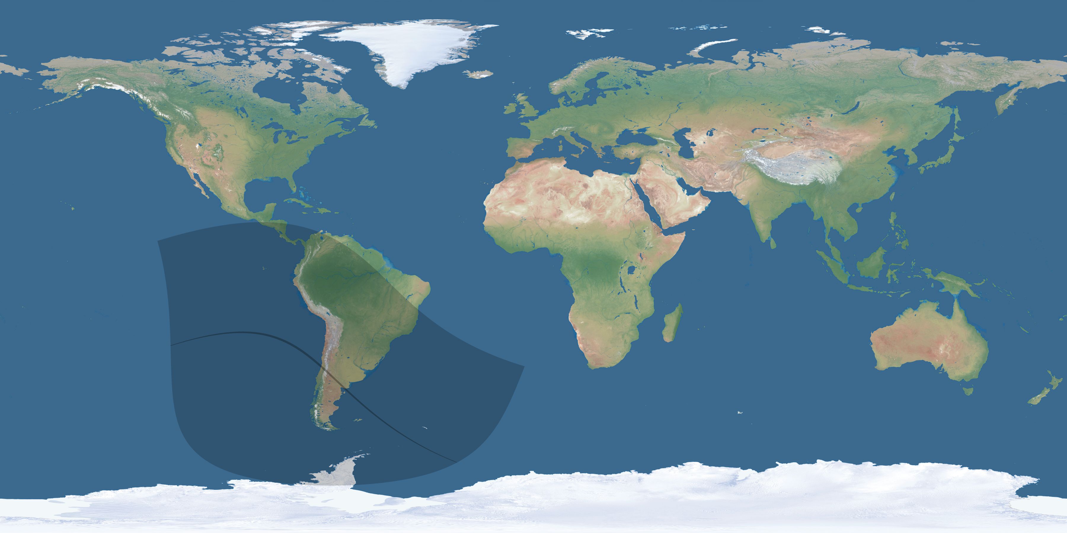 Map of the umbra and penumbra path of the solar eclipse of 08/05/1804