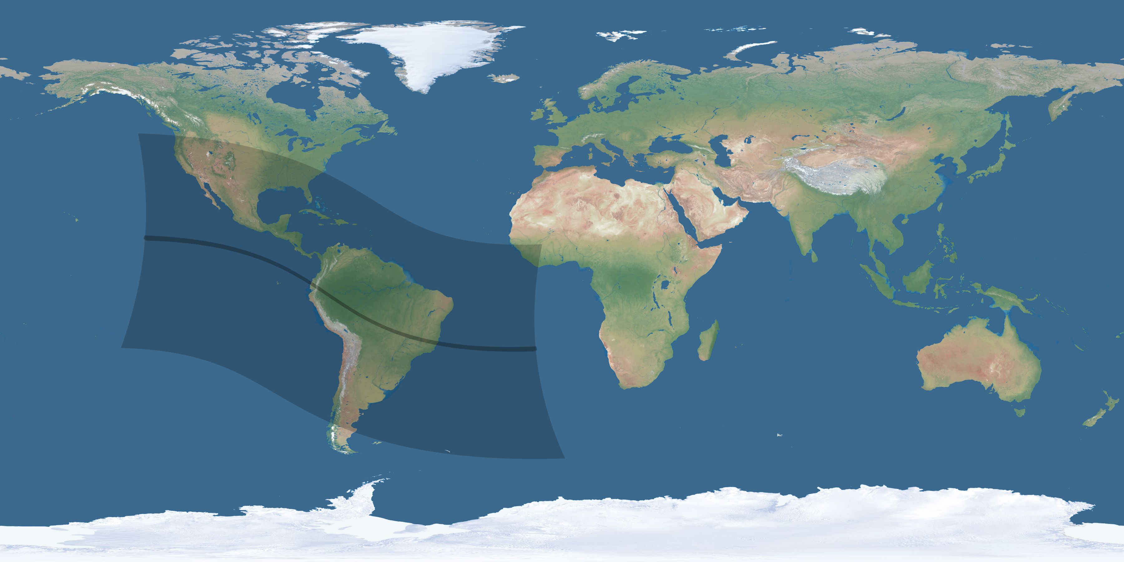 Map of the umbra and penumbra path of the solar eclipse of 09/28/1810
