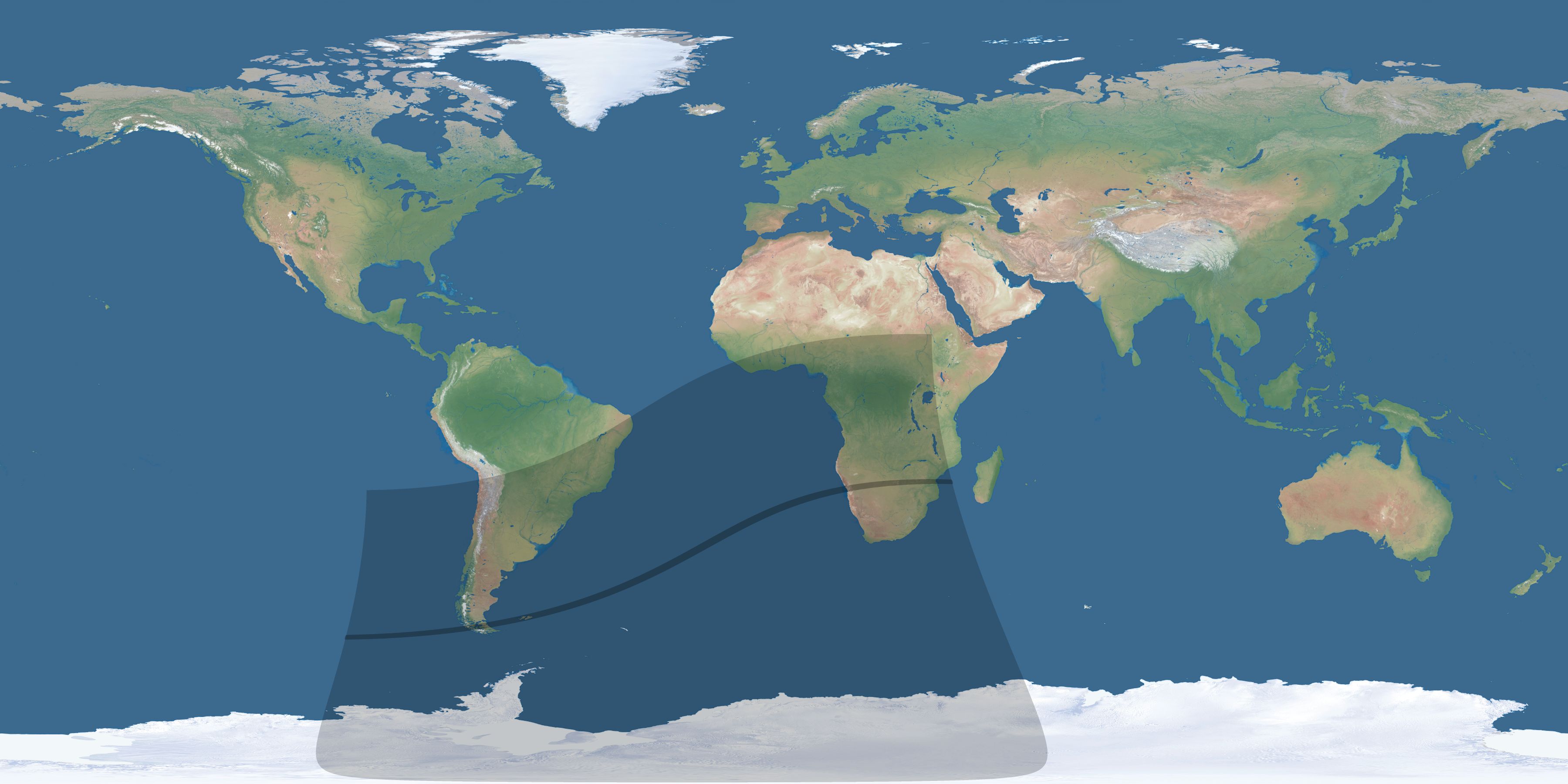 Map of the umbra and penumbra path of the solar eclipse of 03/24/1811