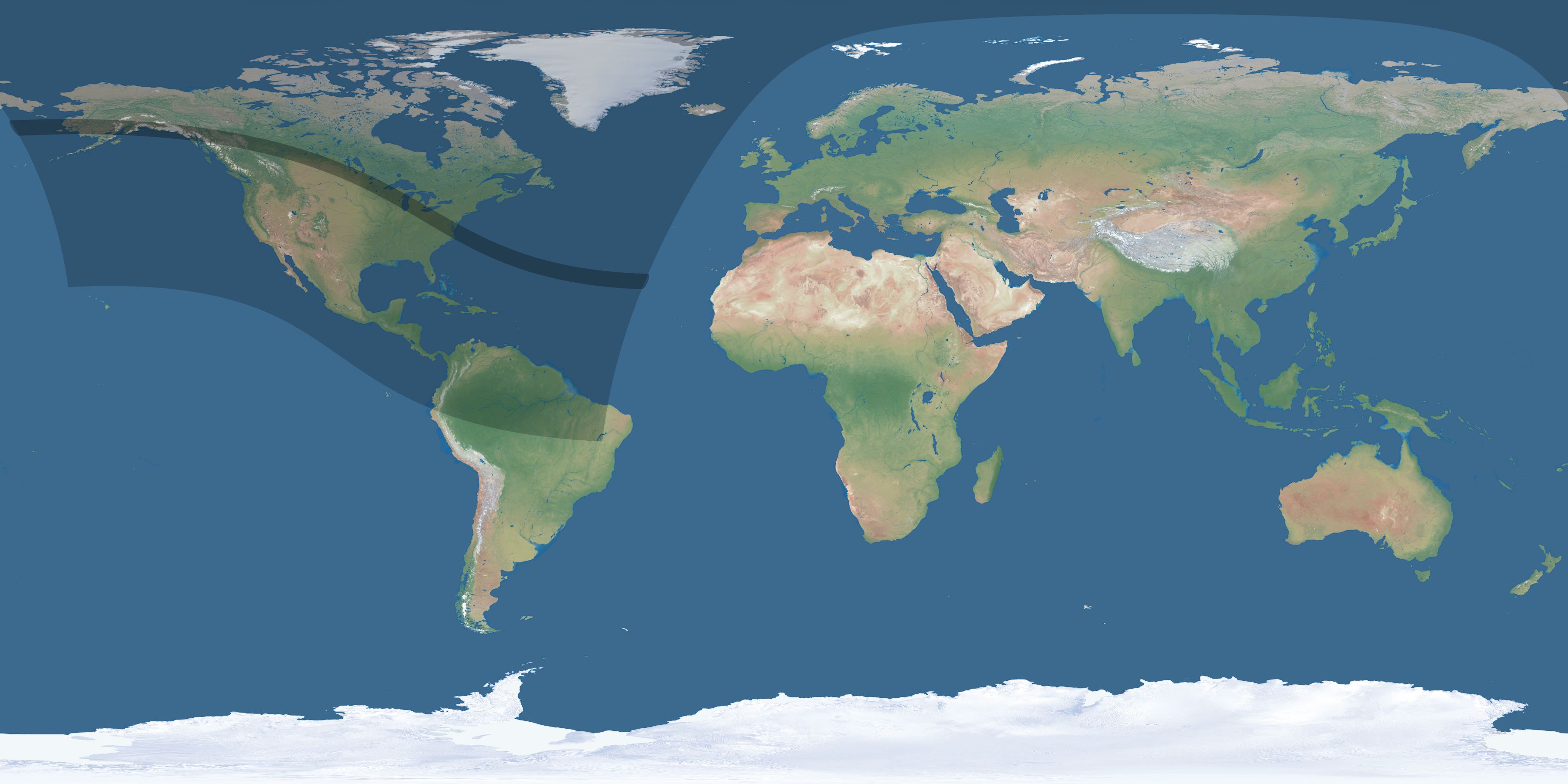 Map of the umbra and penumbra path of the solar eclipse of 09/17/1811