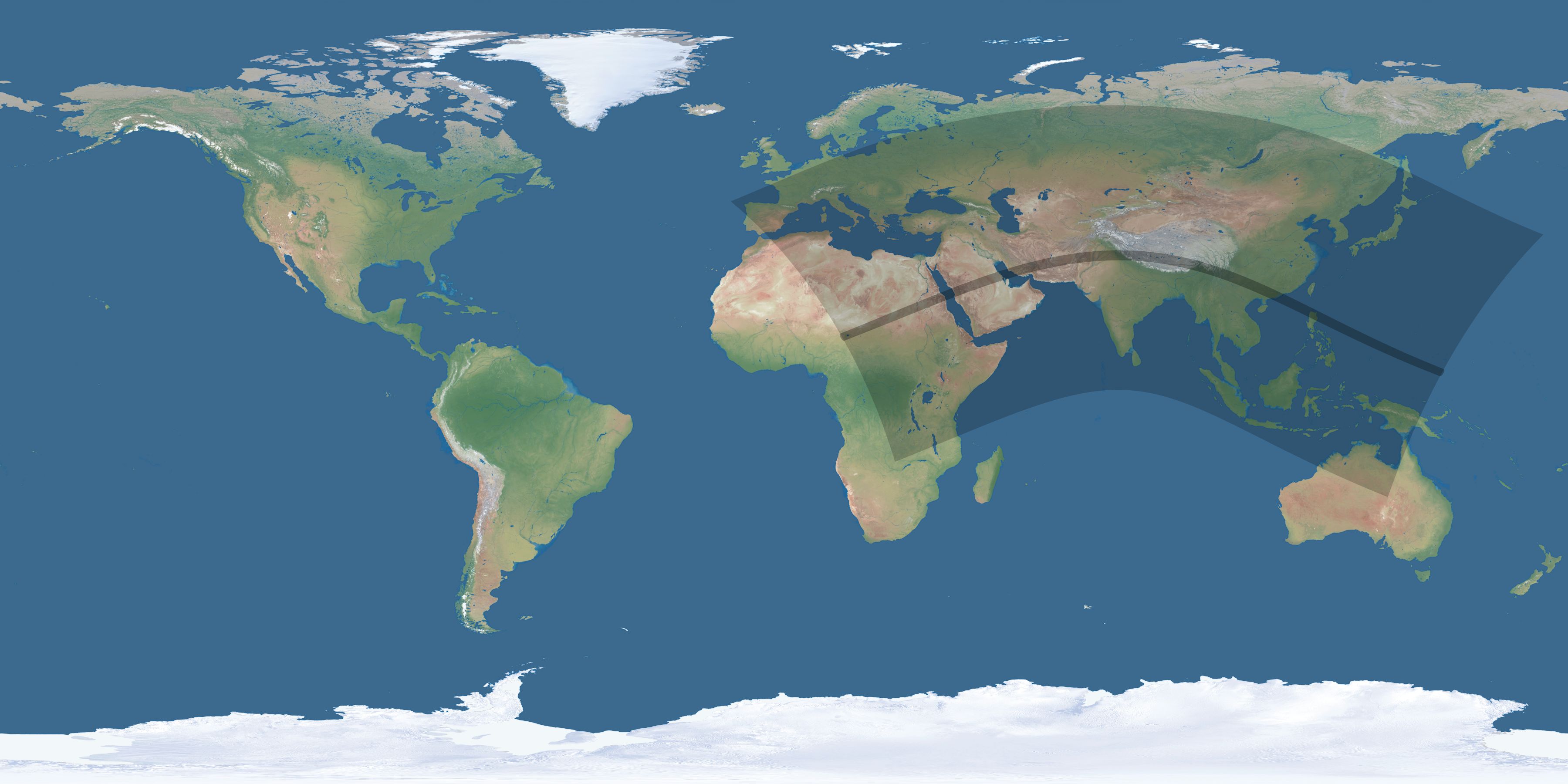 Map of the umbra and penumbra path of the solar eclipse of 07/17/1814
