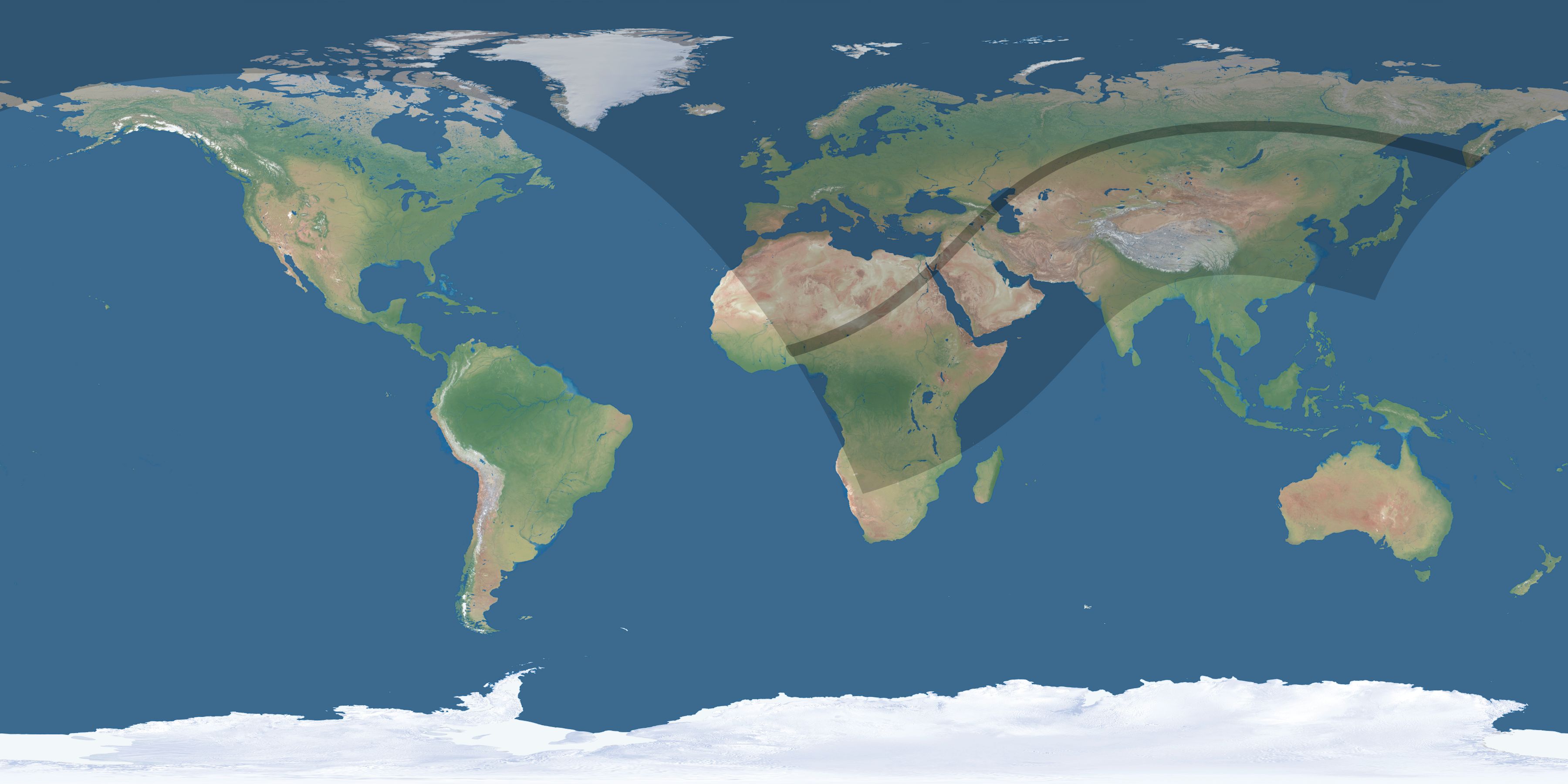 Map of the umbra and penumbra path of the solar eclipse of 05/05/1818
