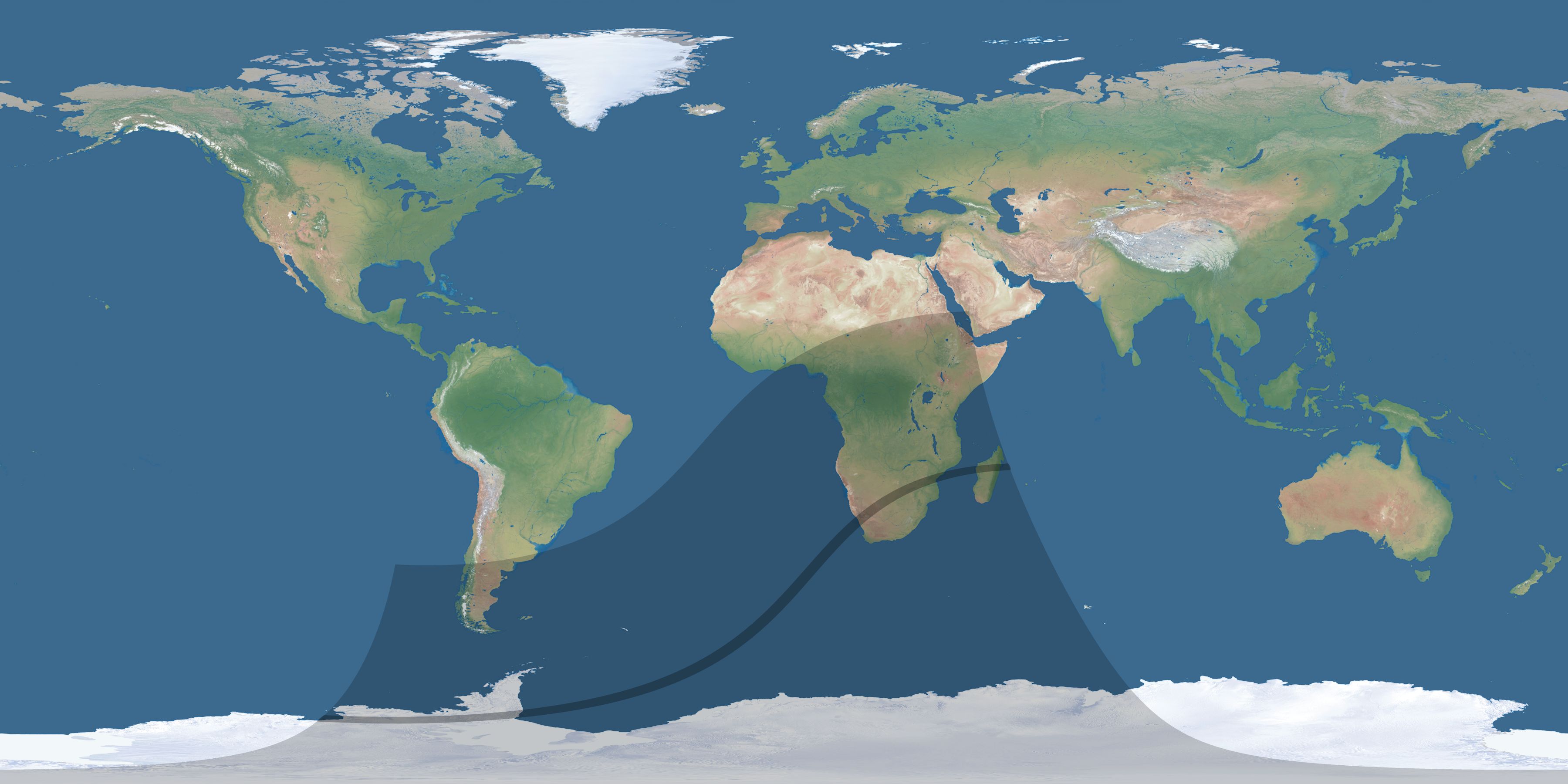 Map of the umbra and penumbra path of the solar eclipse of 03/14/1820