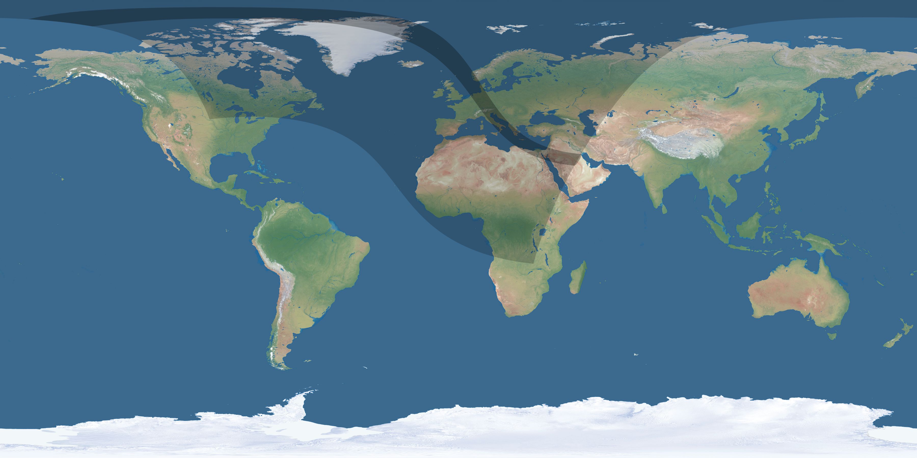 Map of the umbra and penumbra path of the solar eclipse of 09/07/1820