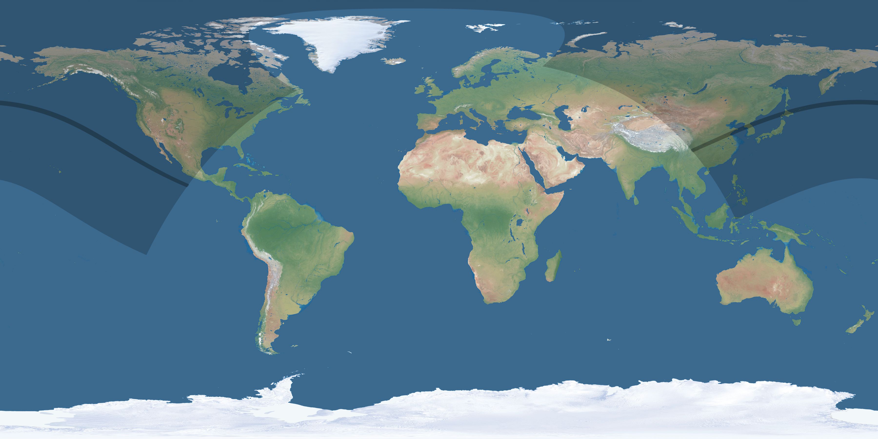 Map of the umbra and penumbra path of the solar eclipse of 06/26/1824