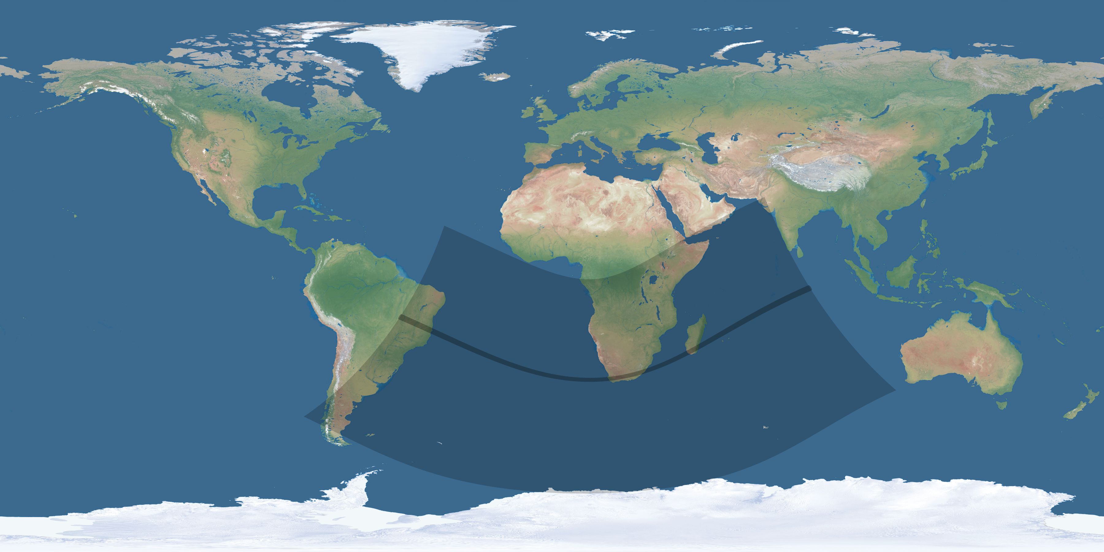 Map of the umbra and penumbra path of the solar eclipse of 12/20/1824