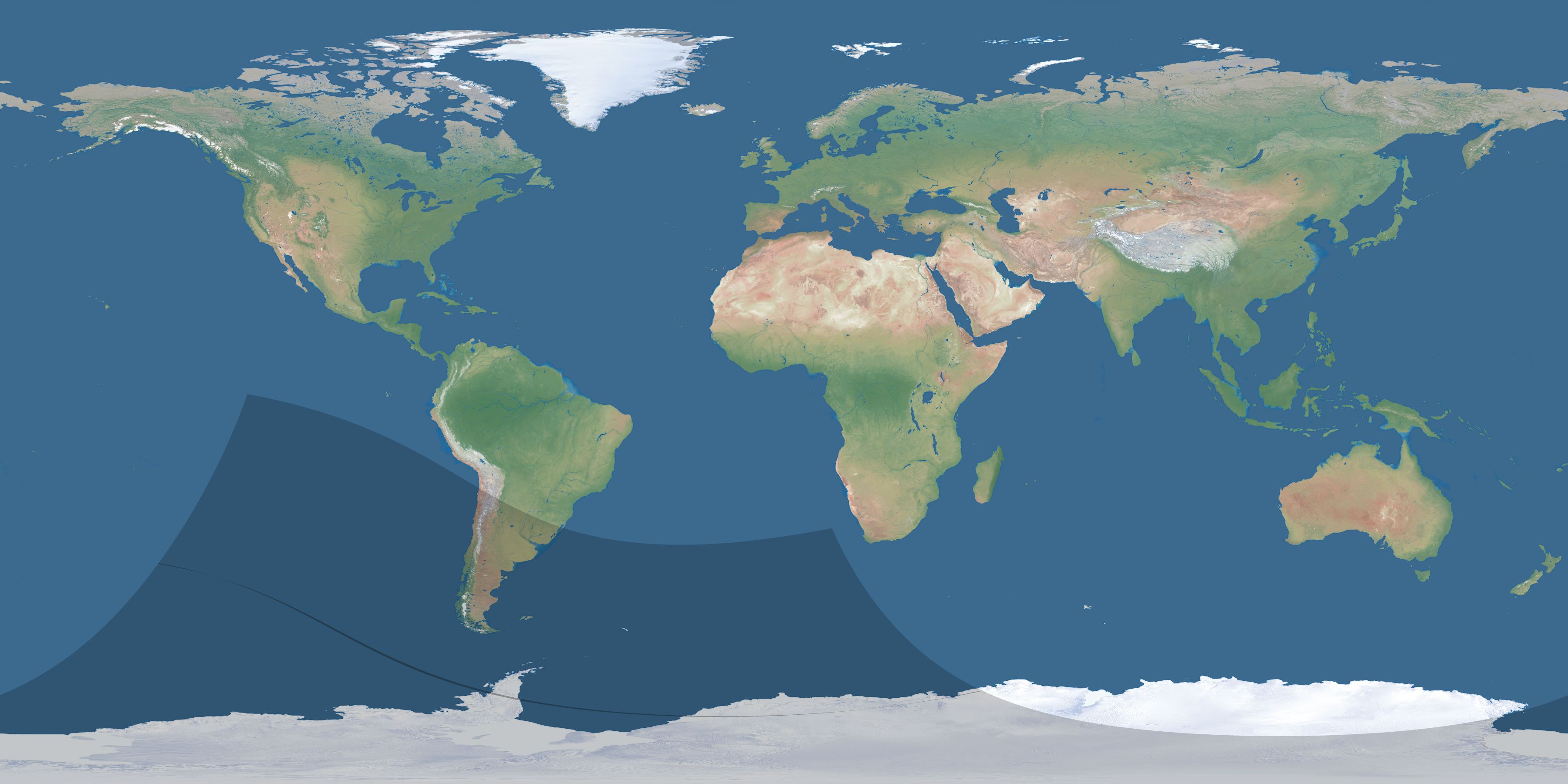 Map of the umbra and penumbra path of the solar eclipse of 10/20/1827