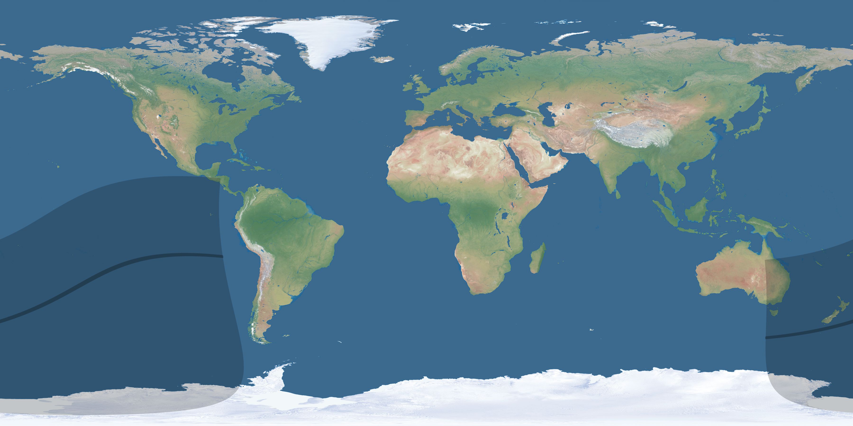 Map of the umbra and penumbra path of the solar eclipse of 04/03/1829