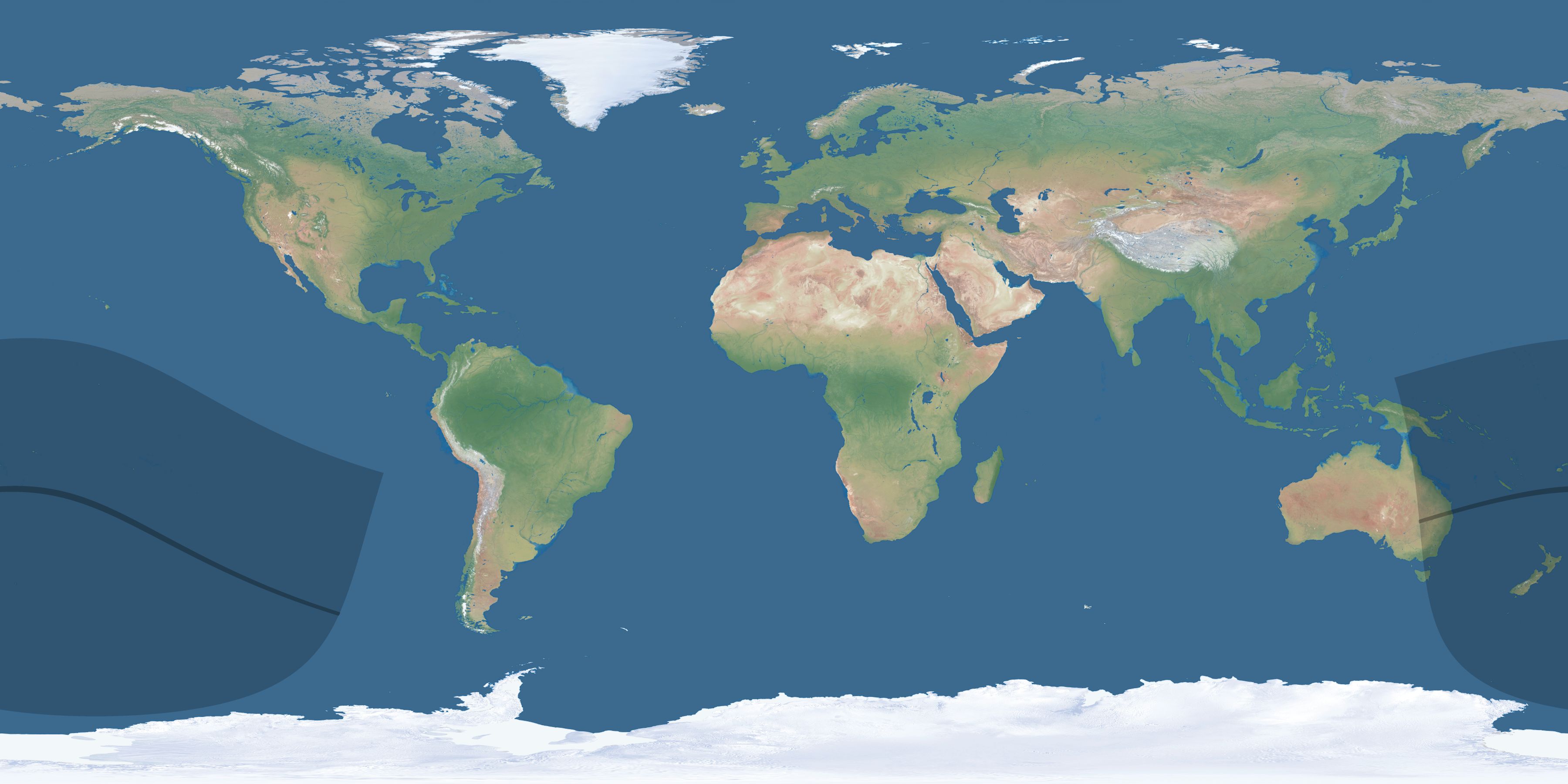 Map of the umbra and penumbra path of the solar eclipse of 08/07/1831