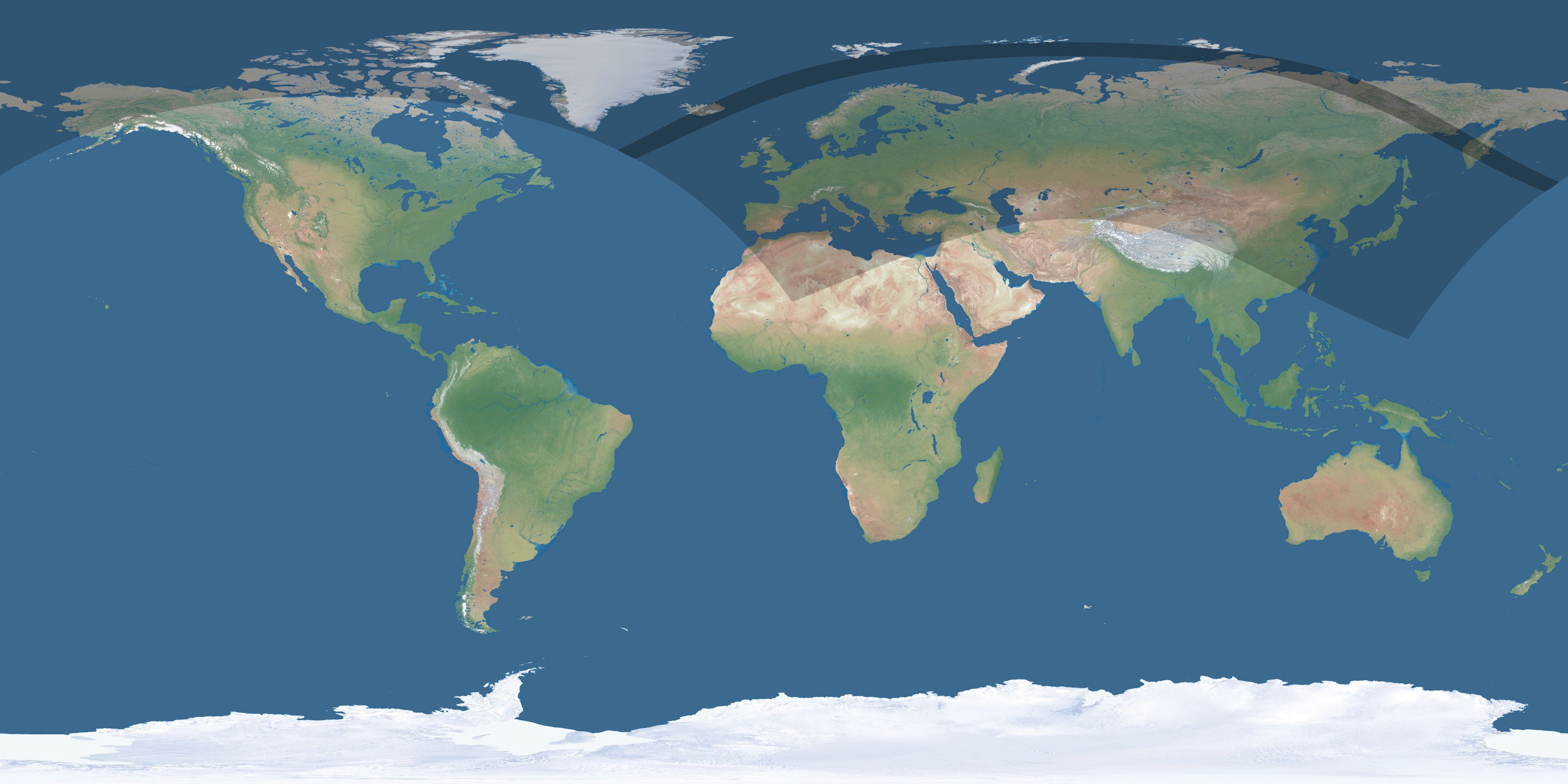 Map of the umbra and penumbra path of the solar eclipse of 07/17/1833