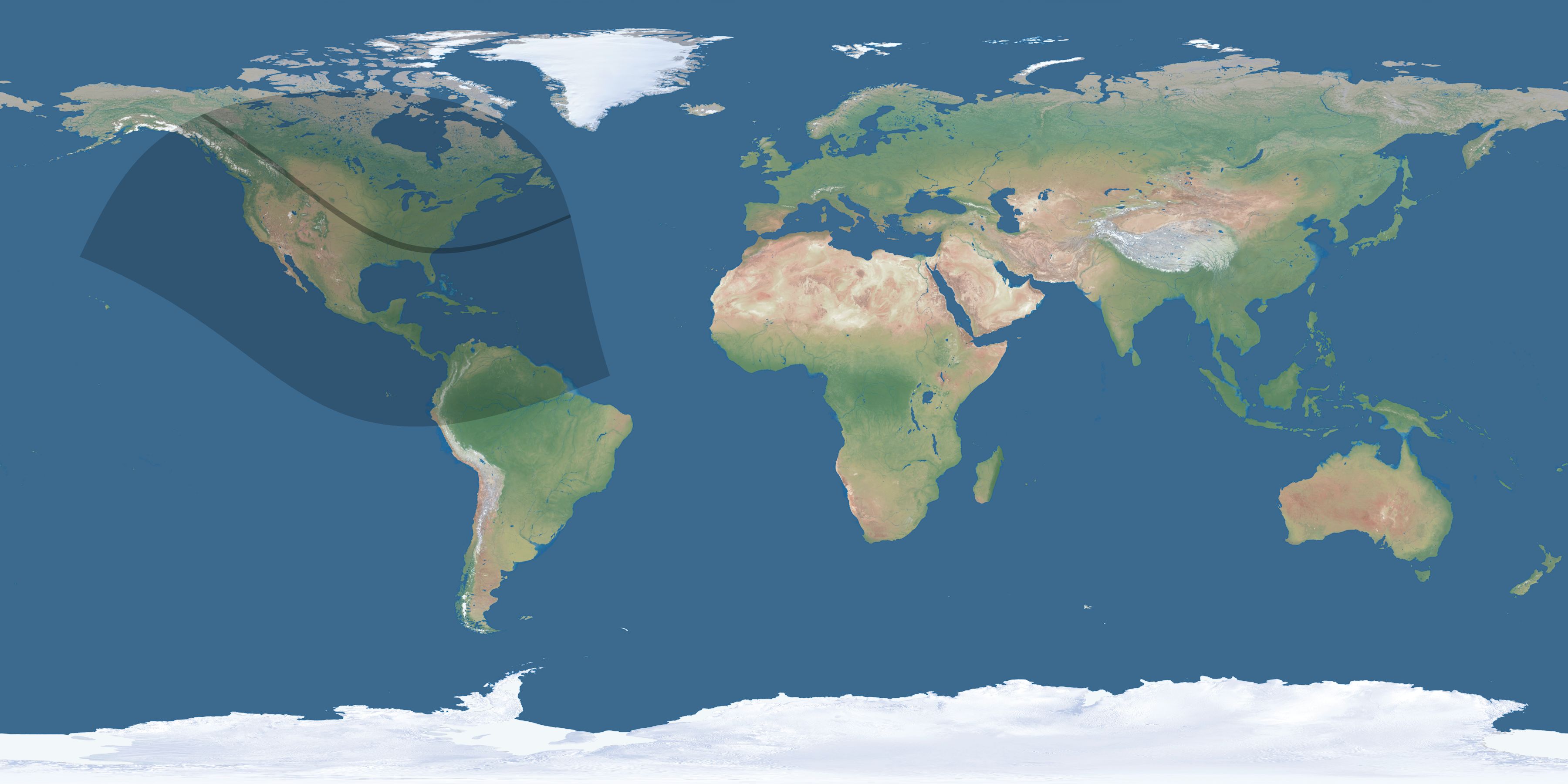Map of the umbra and penumbra path of the solar eclipse of 11/30/1834