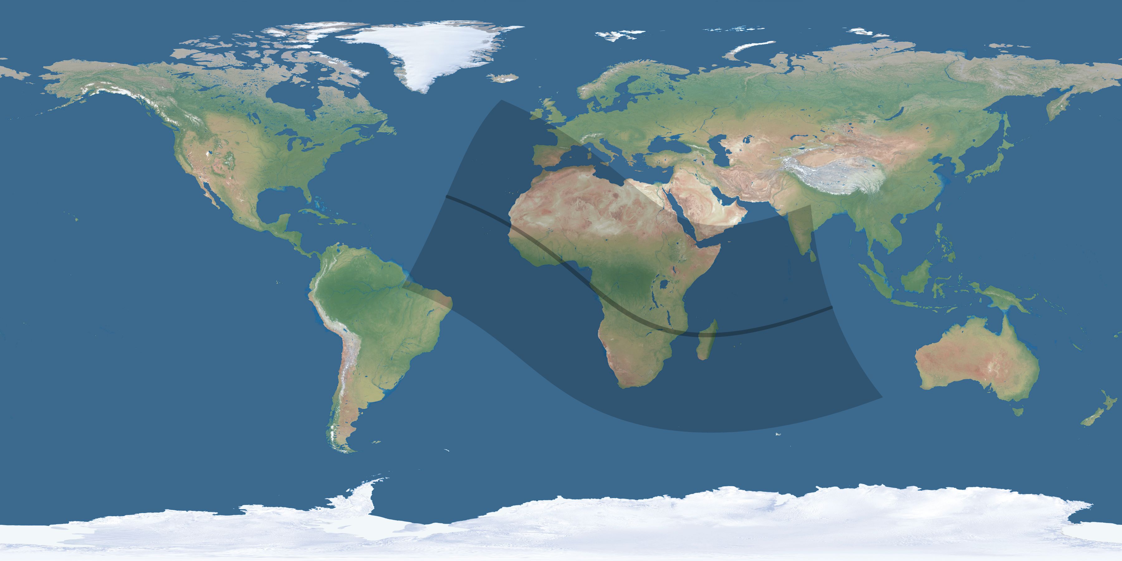 Map of the umbra and penumbra path of the solar eclipse of 11/20/1835
