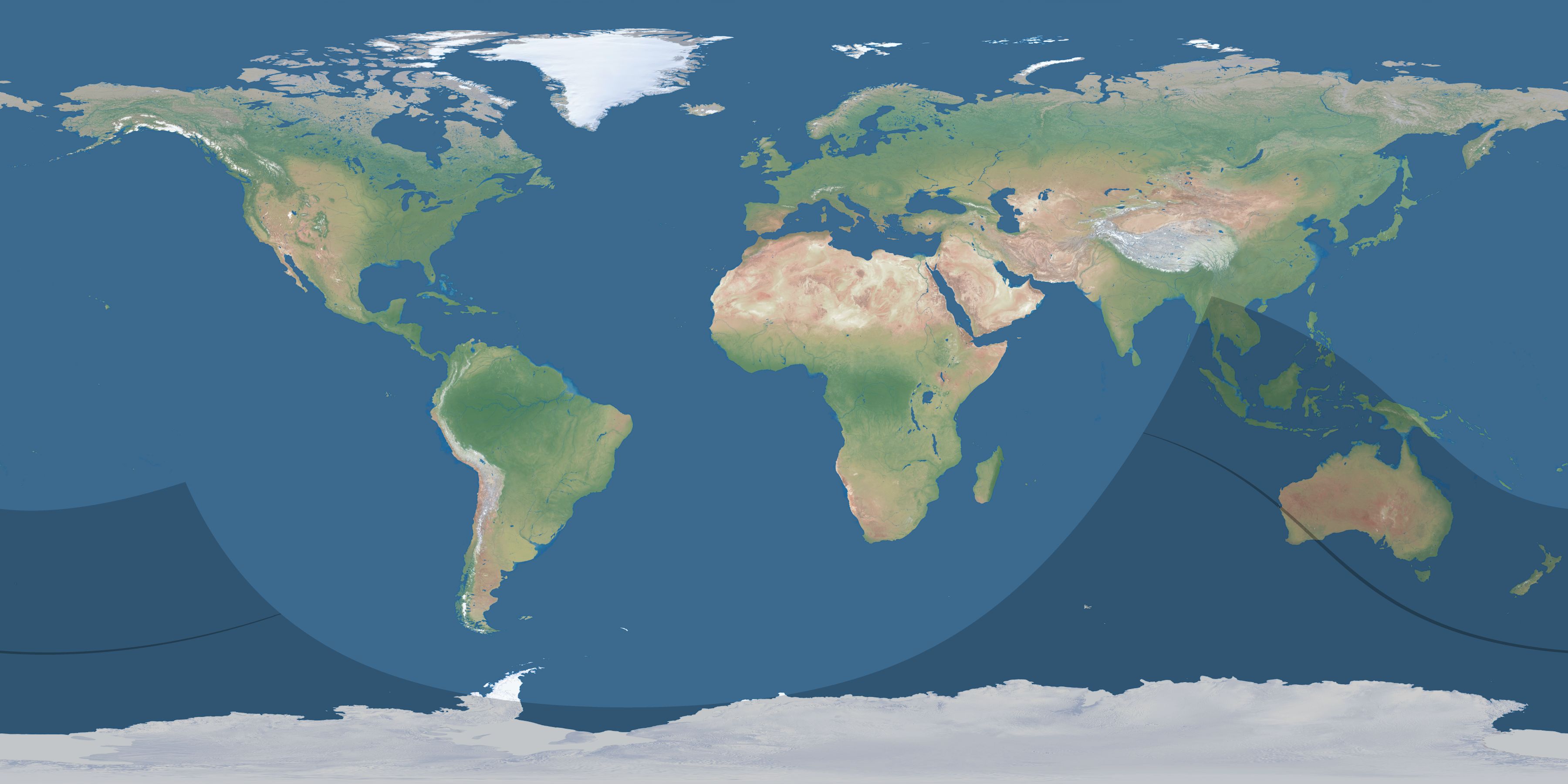 Map of the umbra and penumbra path of the solar eclipse of 11/09/1836