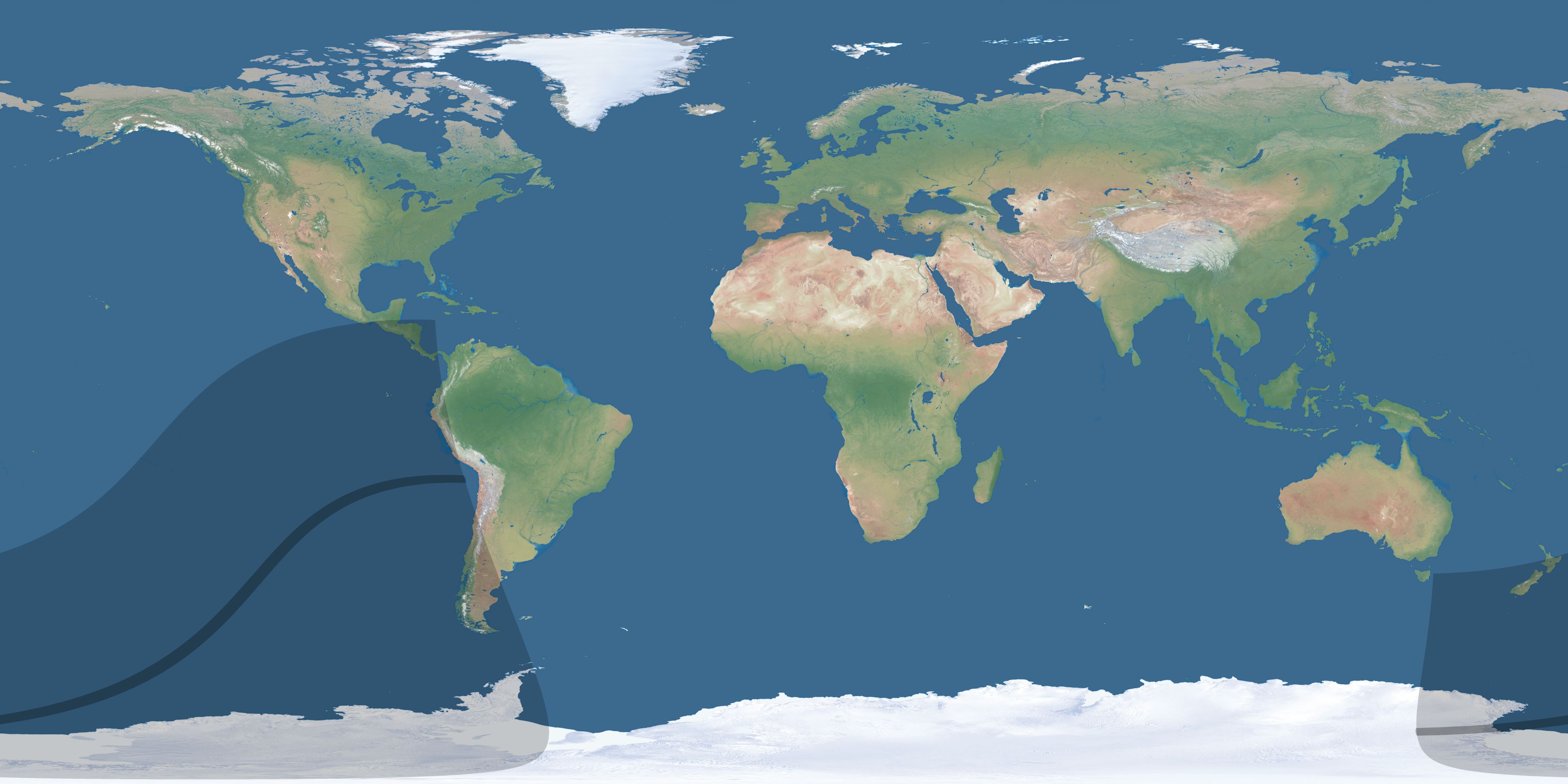 Map of the umbra and penumbra path of the solar eclipse of 03/25/1838